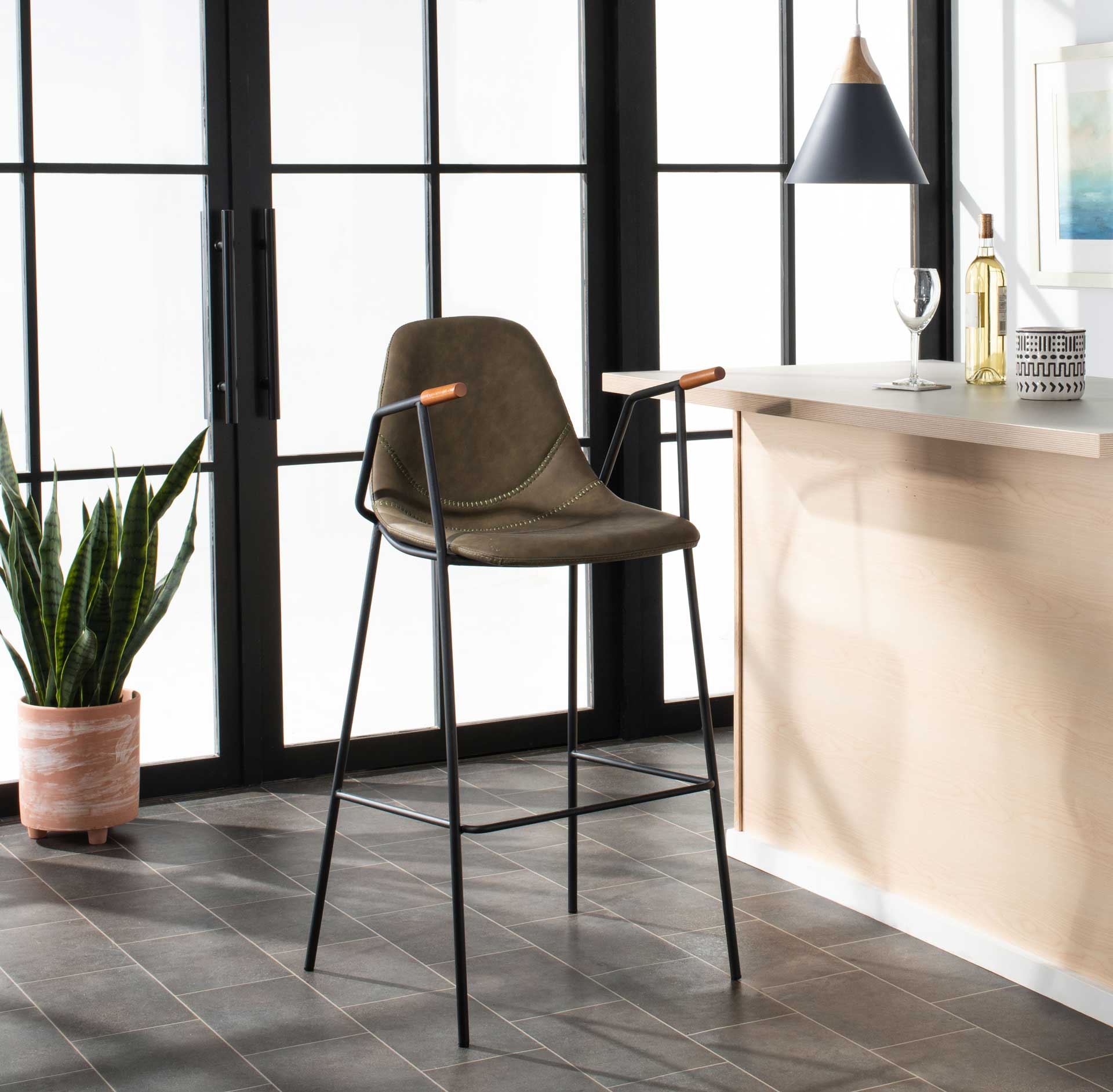 Taos Mid Century Bar Stool Olive - Image 7