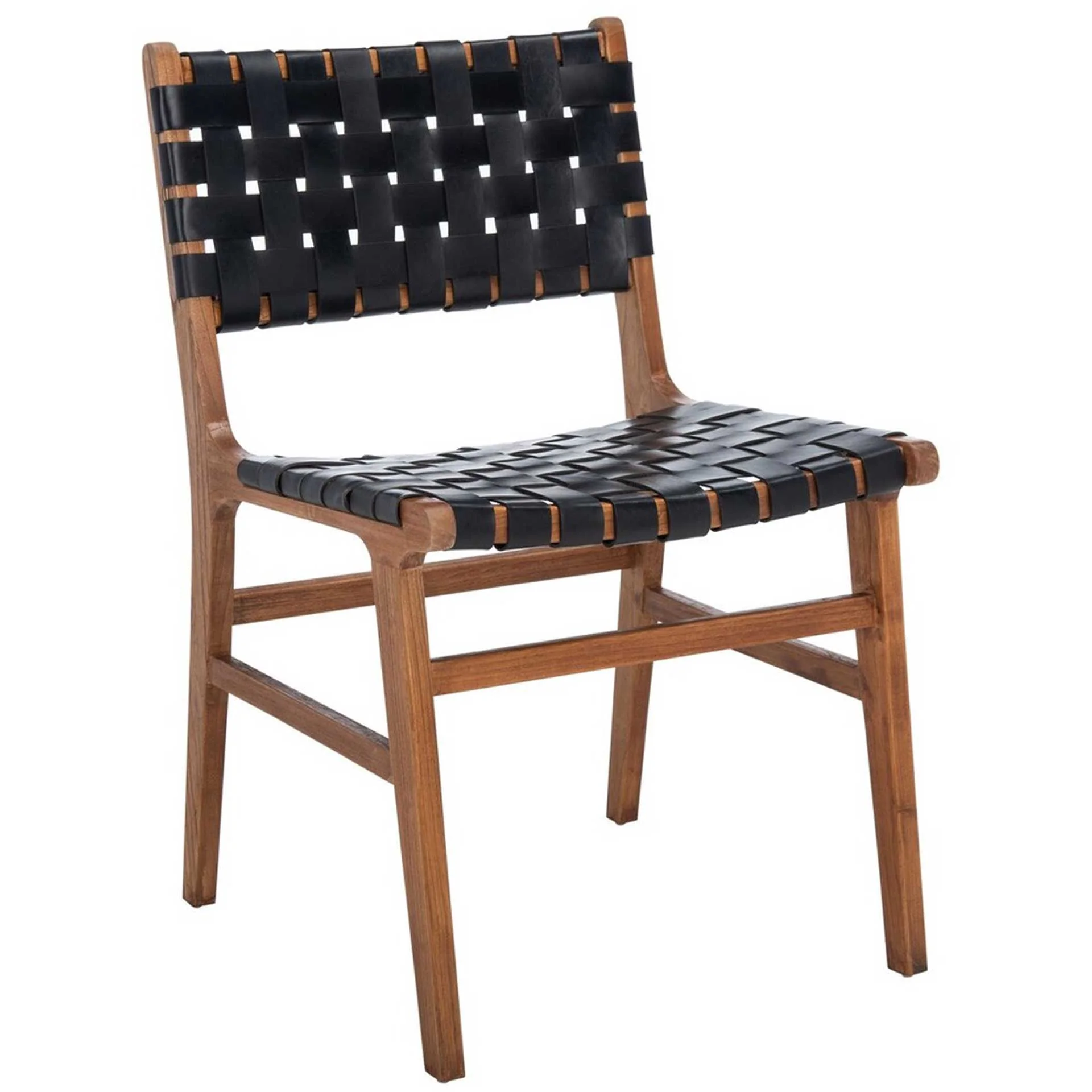 Tara Leather Dining Chair Black/Natural (Set of 2) - Image 3