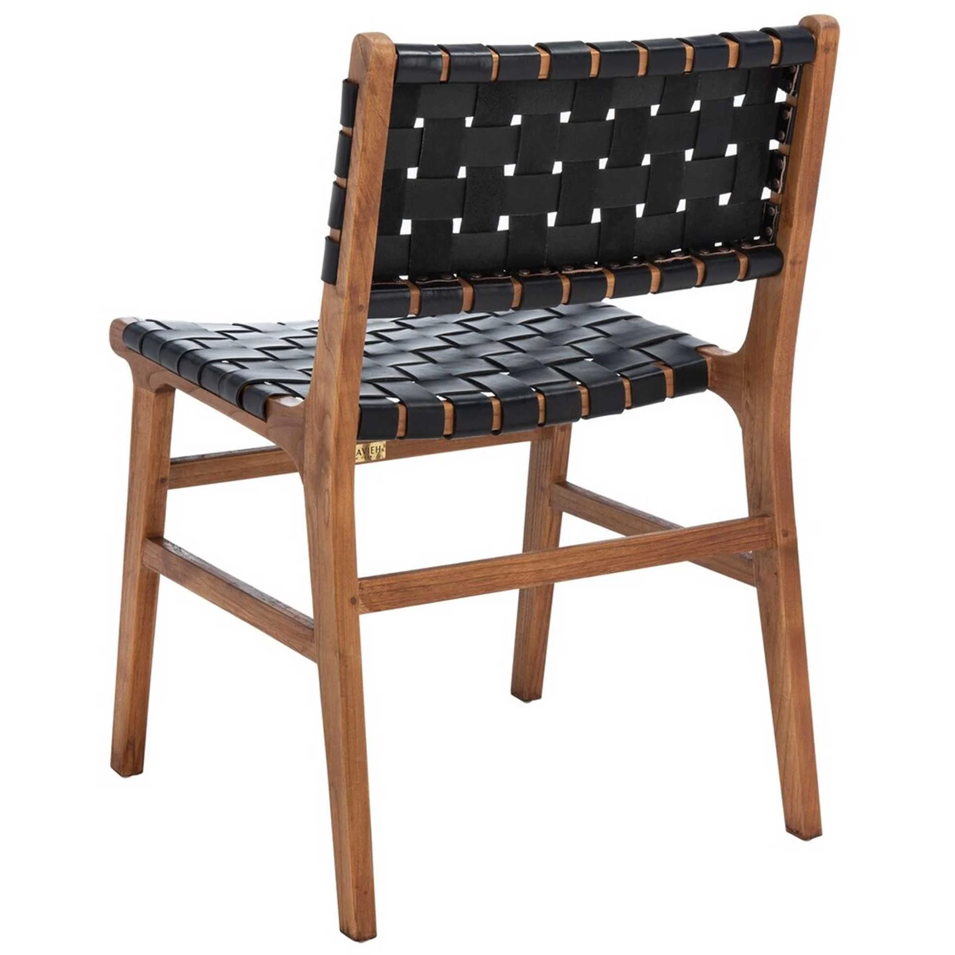 Tara Leather Dining Chair Black/Natural (Set of 2) - Image 5