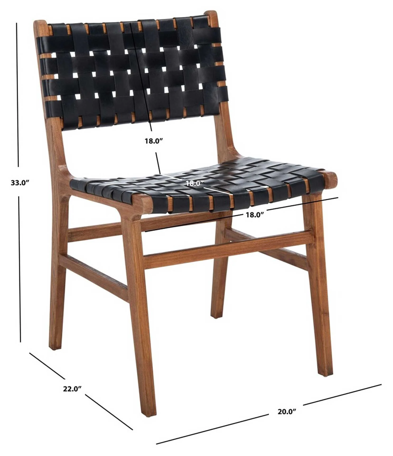 Tara Leather Dining Chair Black/Natural (Set of 2) - Image 7