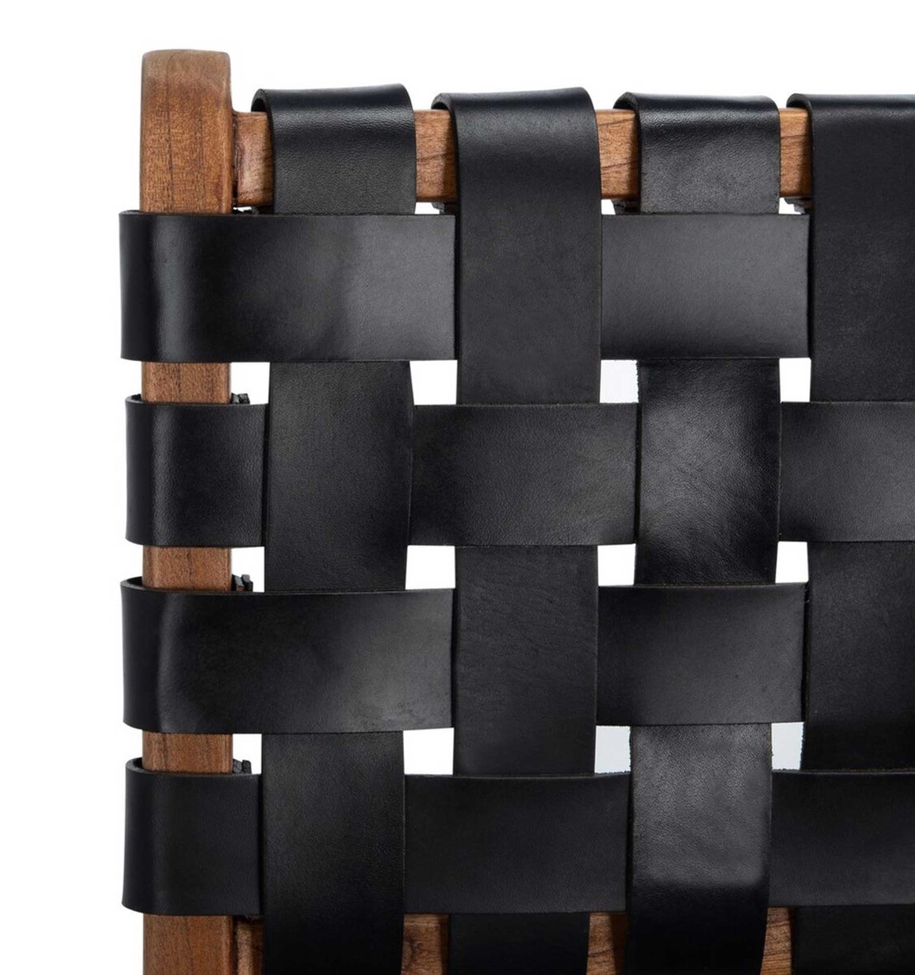 Tara Leather Dining Chair Black/Natural (Set of 2) - Image 9