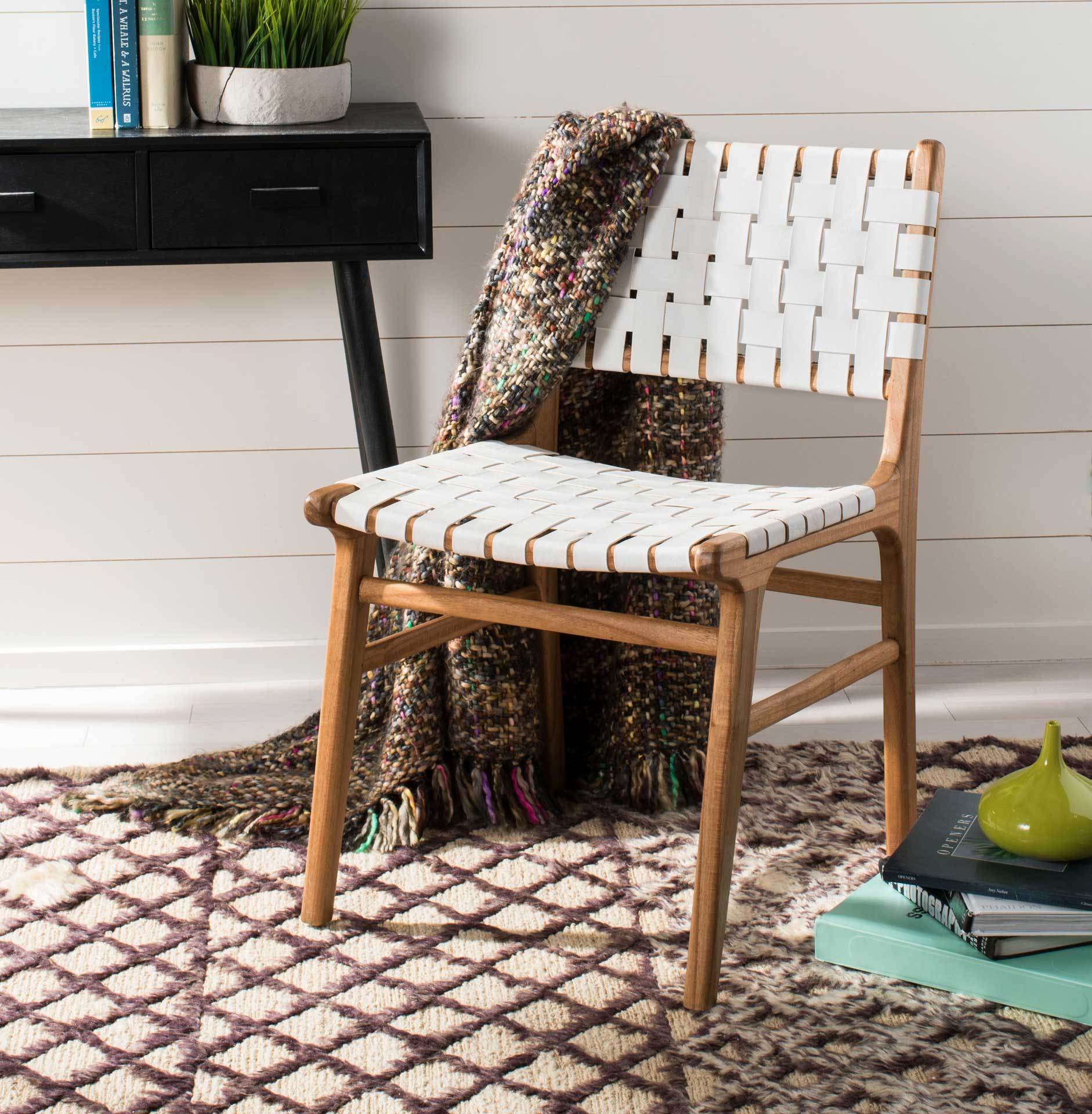 Tara Leather Dining Chair White/Natural (Set of 2) - Image 10