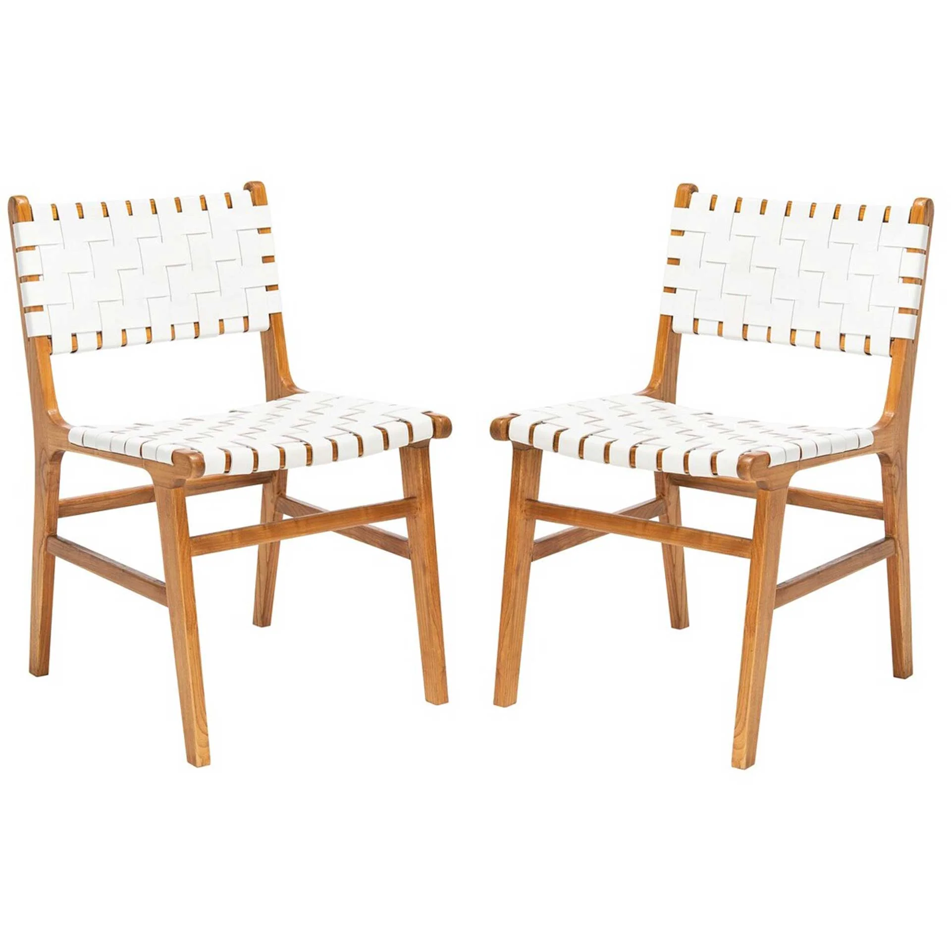 Tara Leather Dining Chair White/Natural (Set of 2) - Image 2
