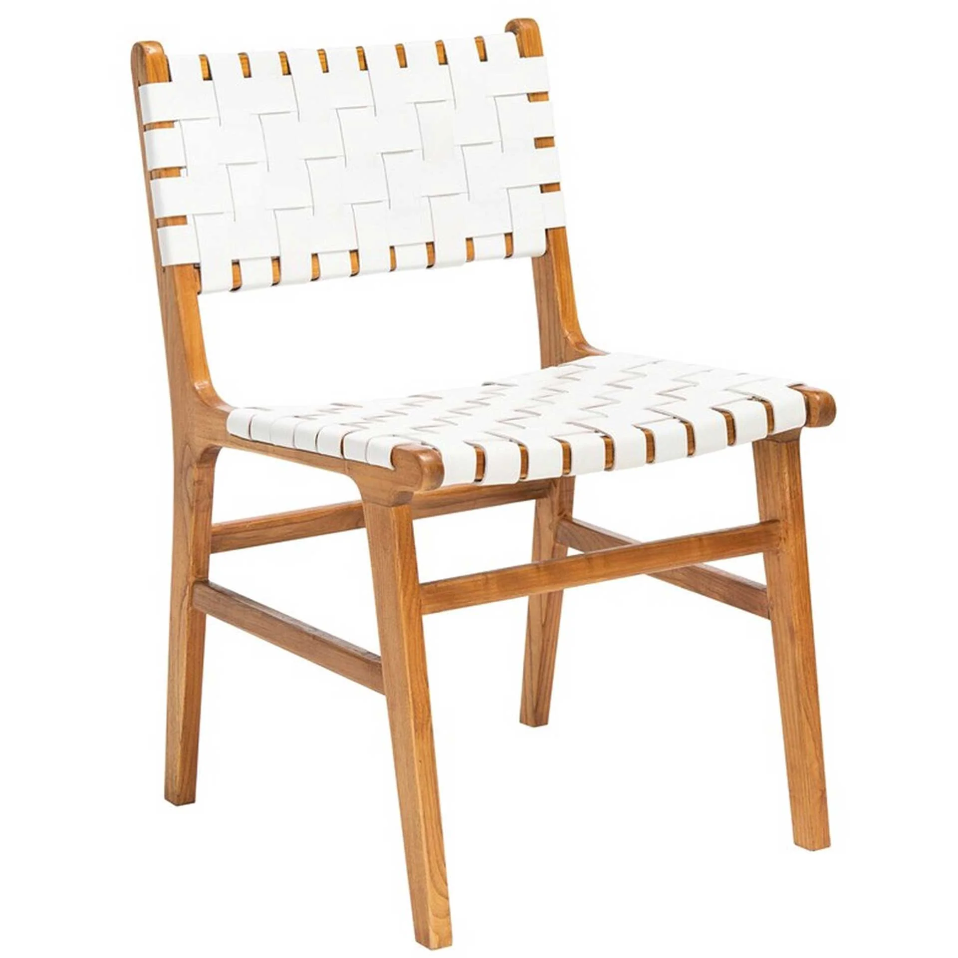 Tara Leather Dining Chair White/Natural (Set of 2) - Image 3