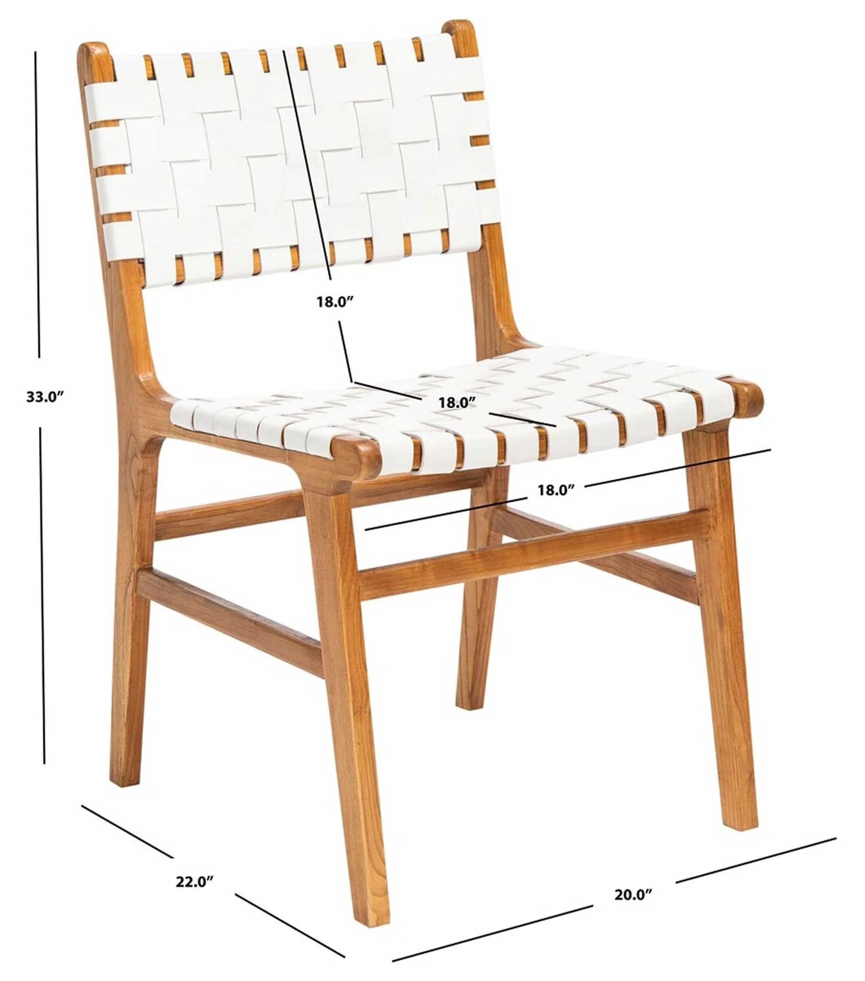 Tara Leather Dining Chair White/Natural (Set of 2) - Image 8