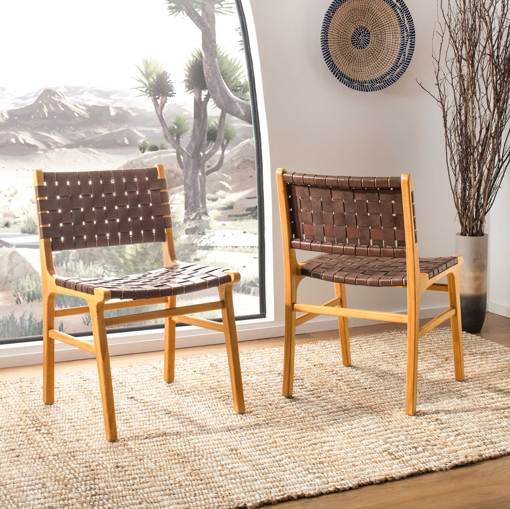 Tara Woven Leather Dining Chair (Set of 2) - Image 12