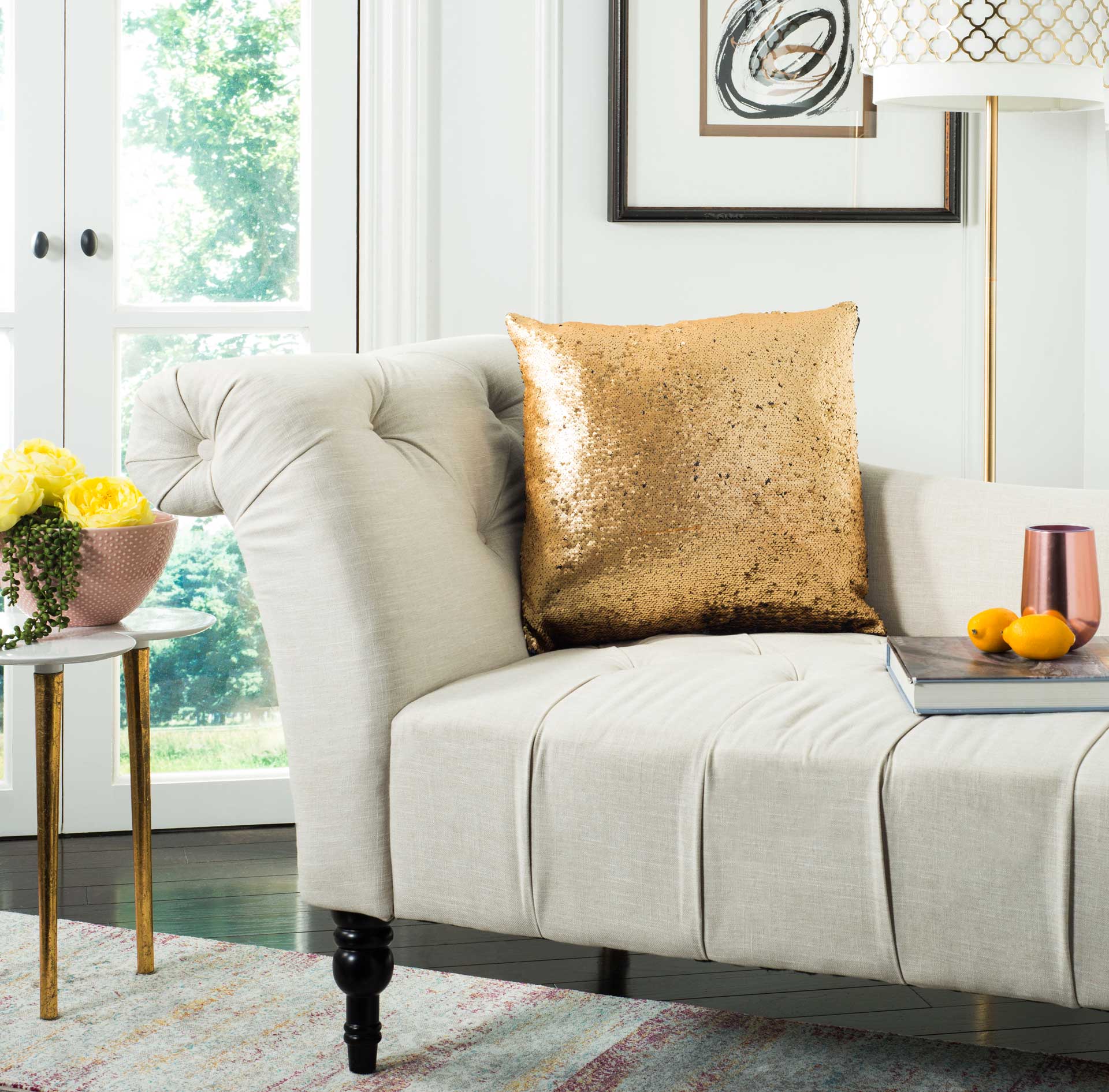 Taryn Two-Tone Pillow Gold - Image 3