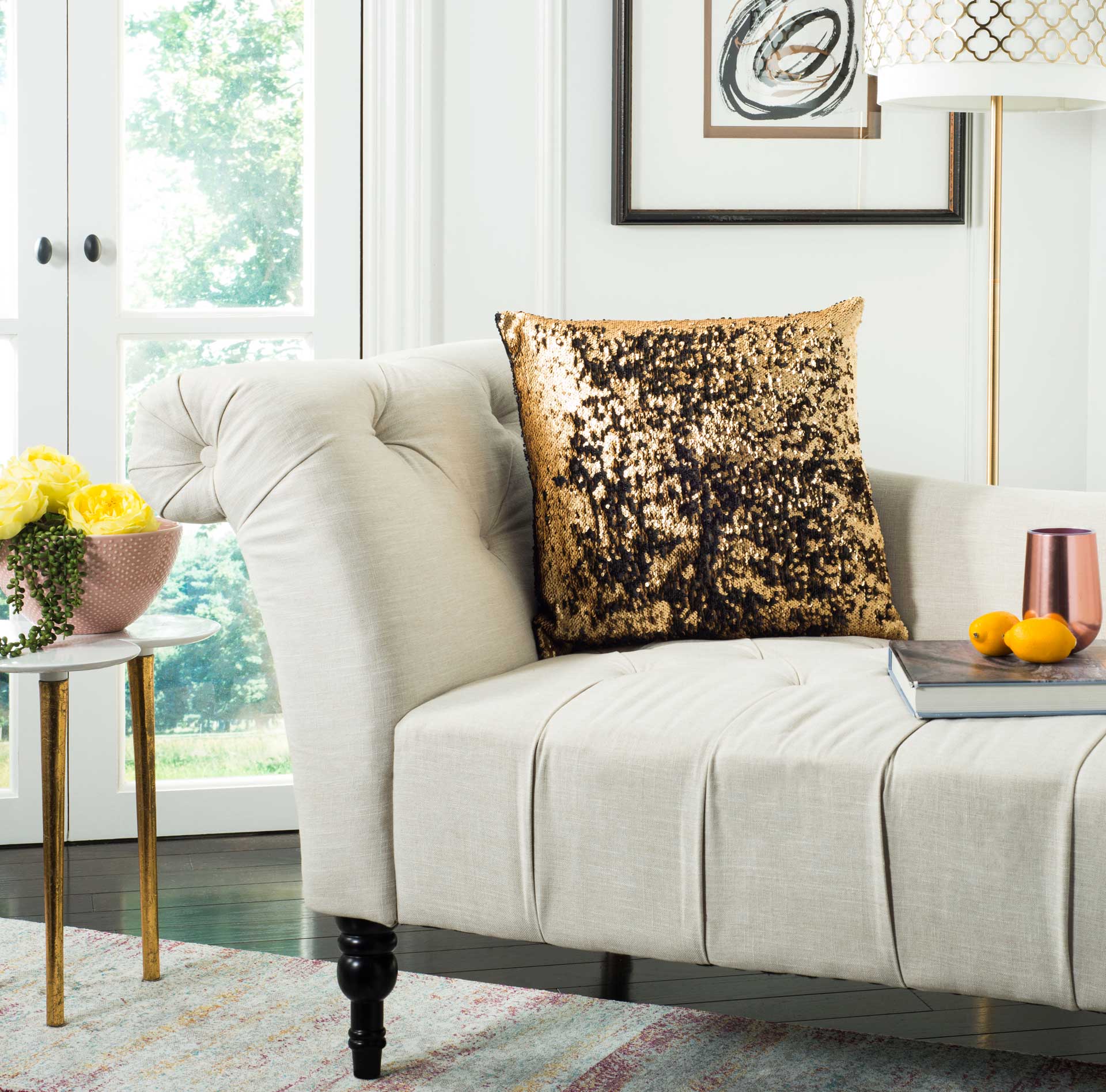 Taryn Two-Tone Pillow Gold - Image 4
