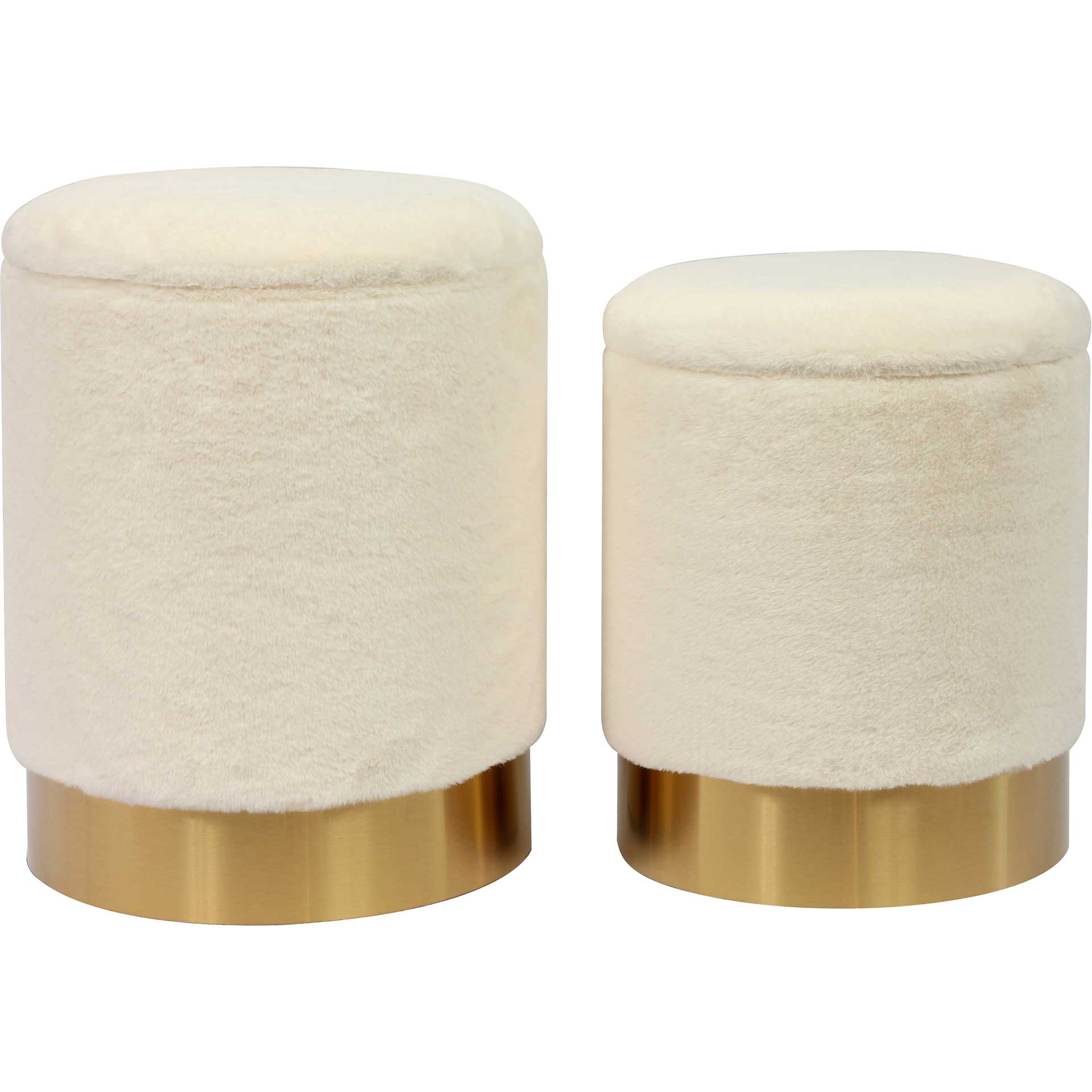 Teangi Faux Sheepskin Storage Ottomans Off-White - Image 2
