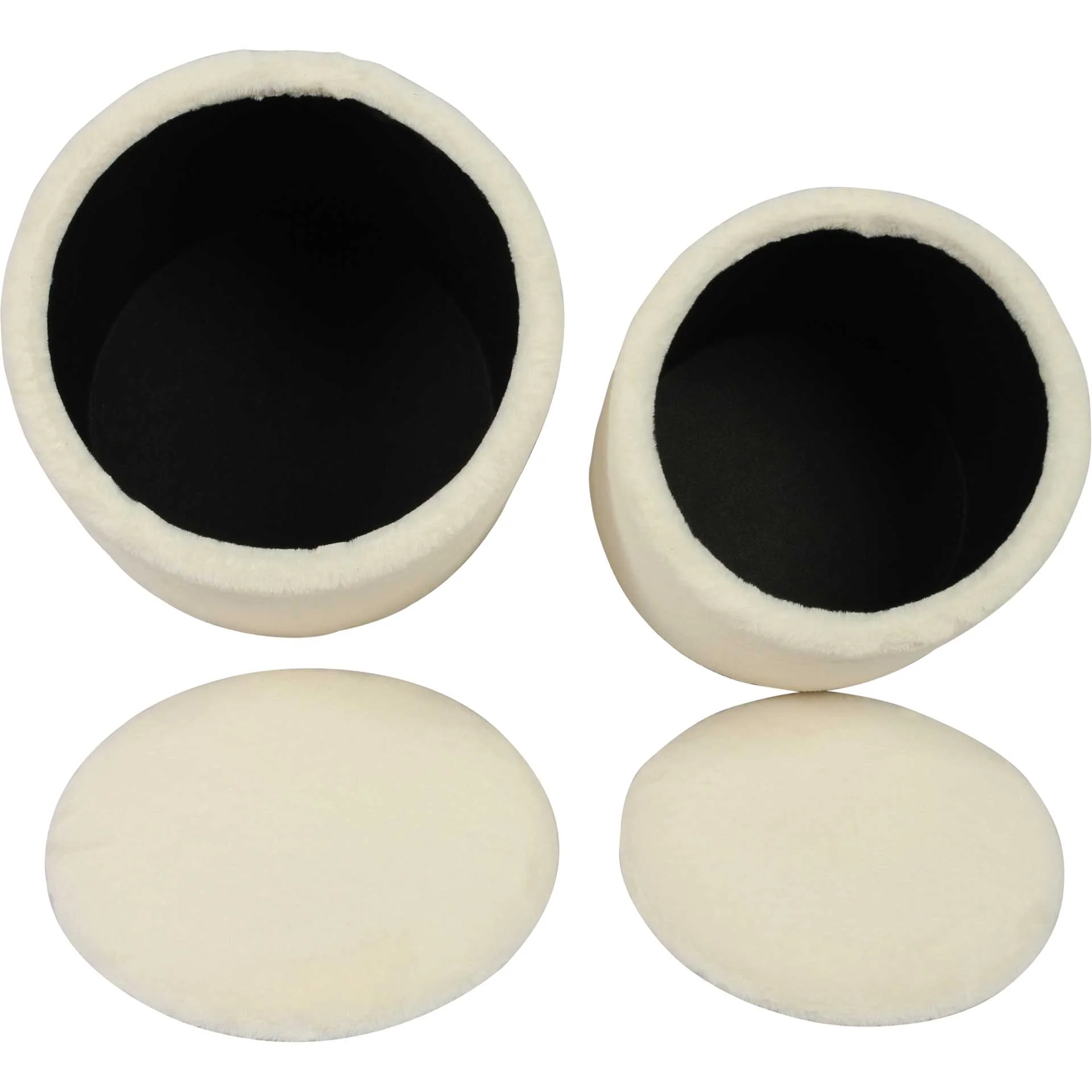 Teangi Faux Sheepskin Storage Ottomans Off-White - Image 4