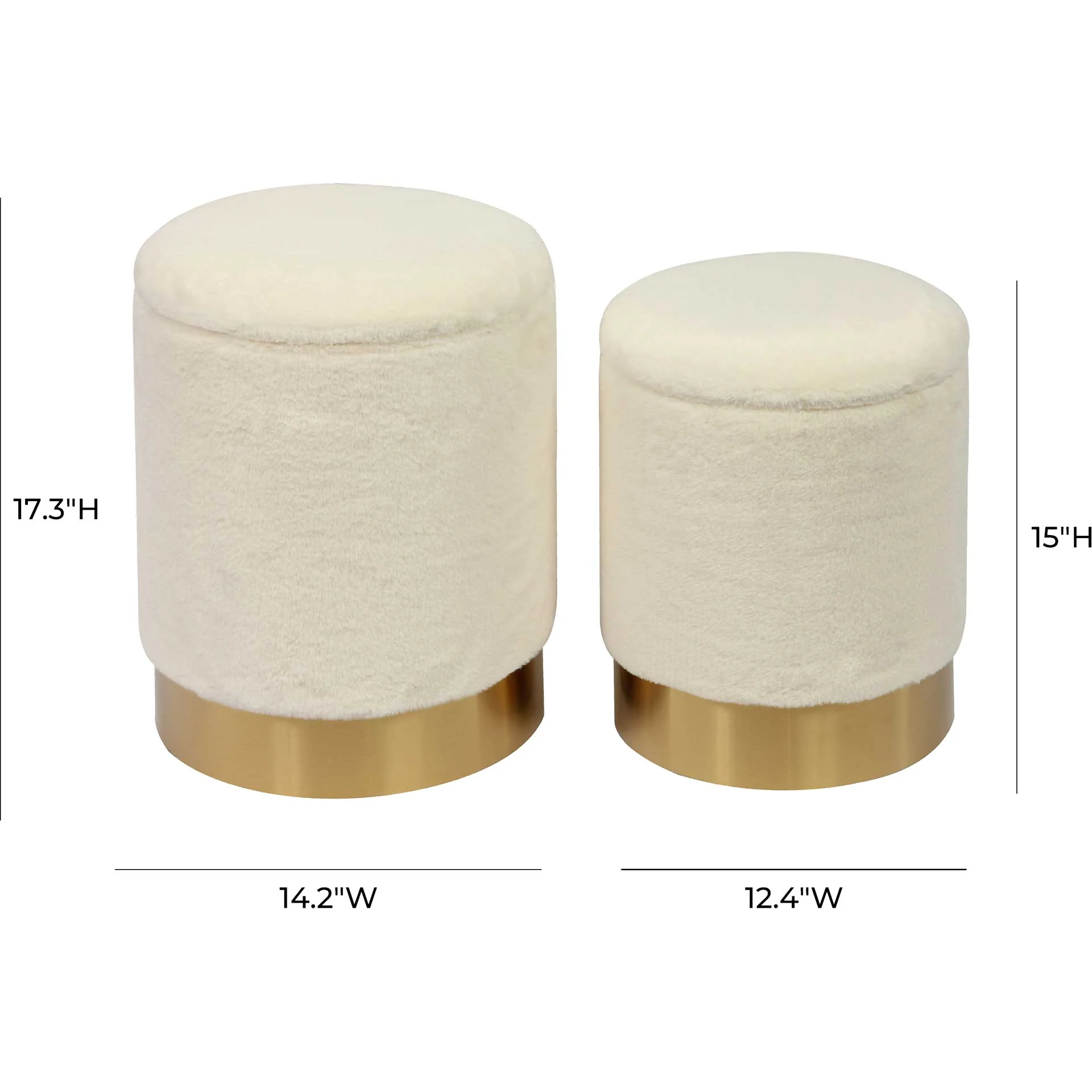 Teangi Faux Sheepskin Storage Ottomans Off-White - Image 5