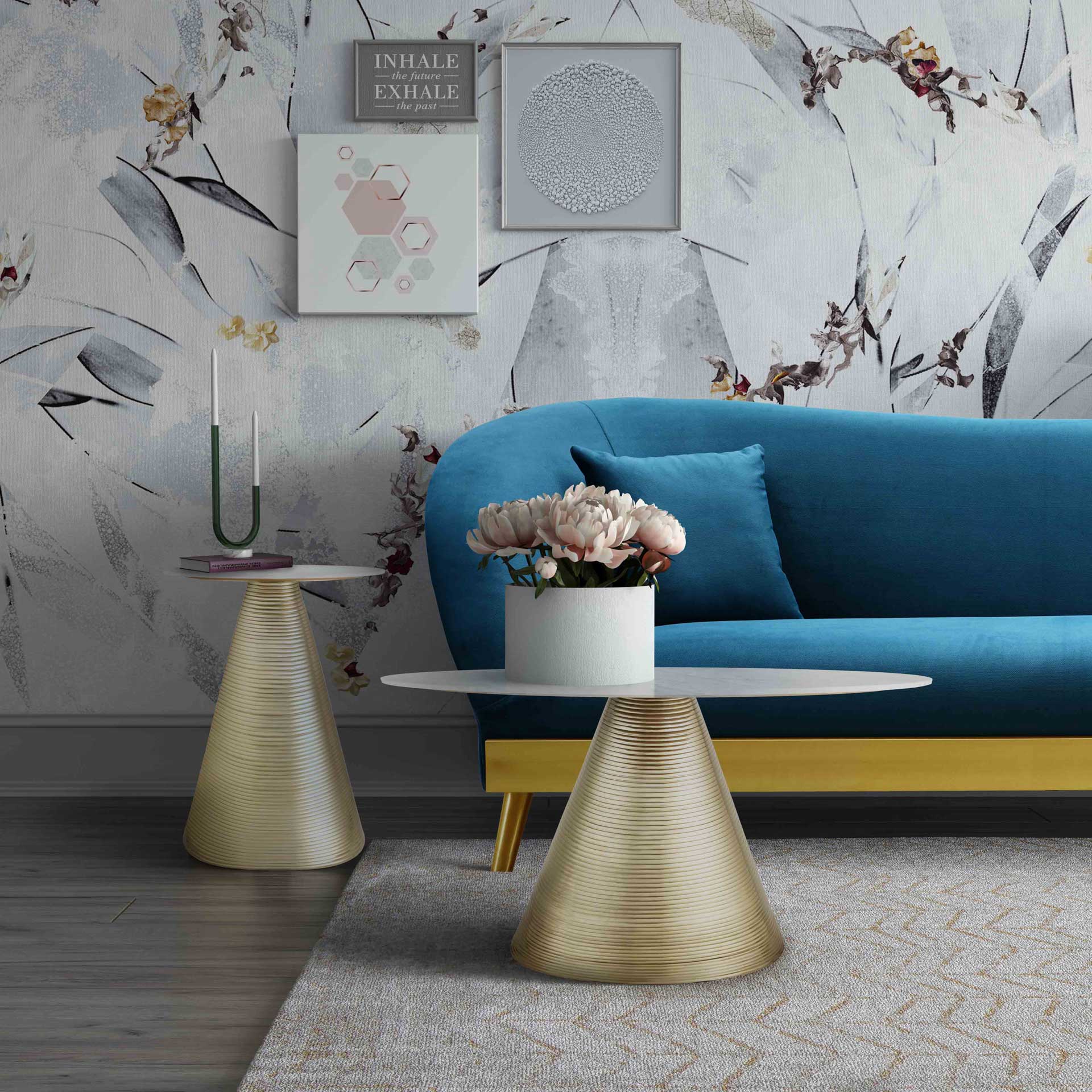 Teegan Marble Coffee Table White - Image 5