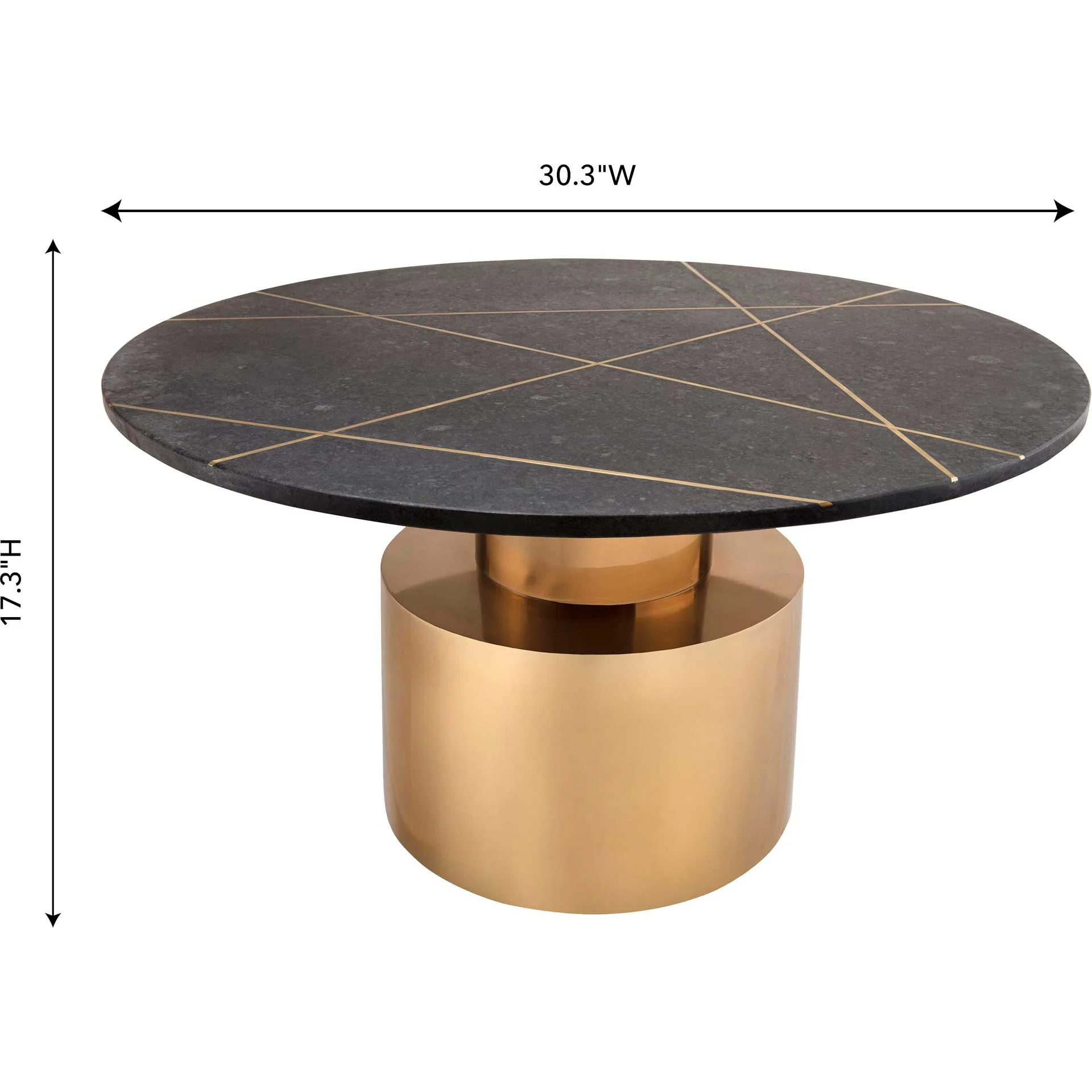 Terrence Marble Coffee Table Black/Brass - Image 4