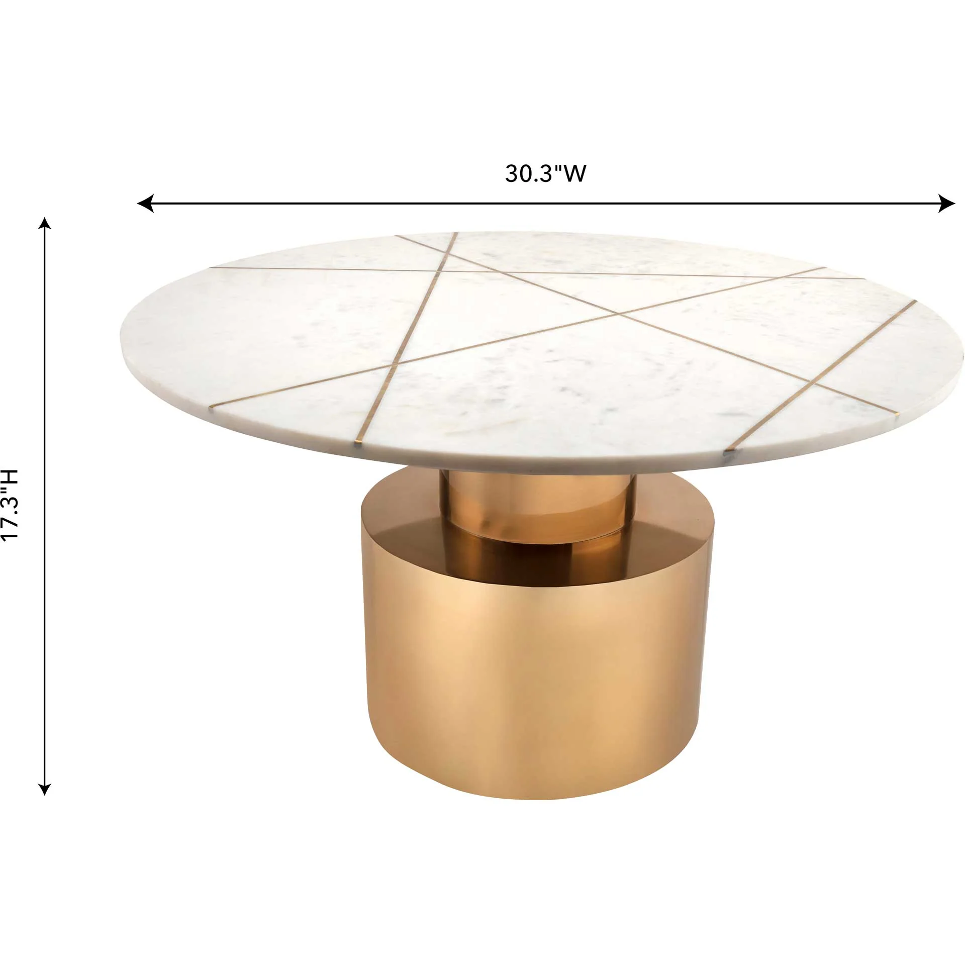 Terrence Marble Coffee Table Brass/White - Image 4