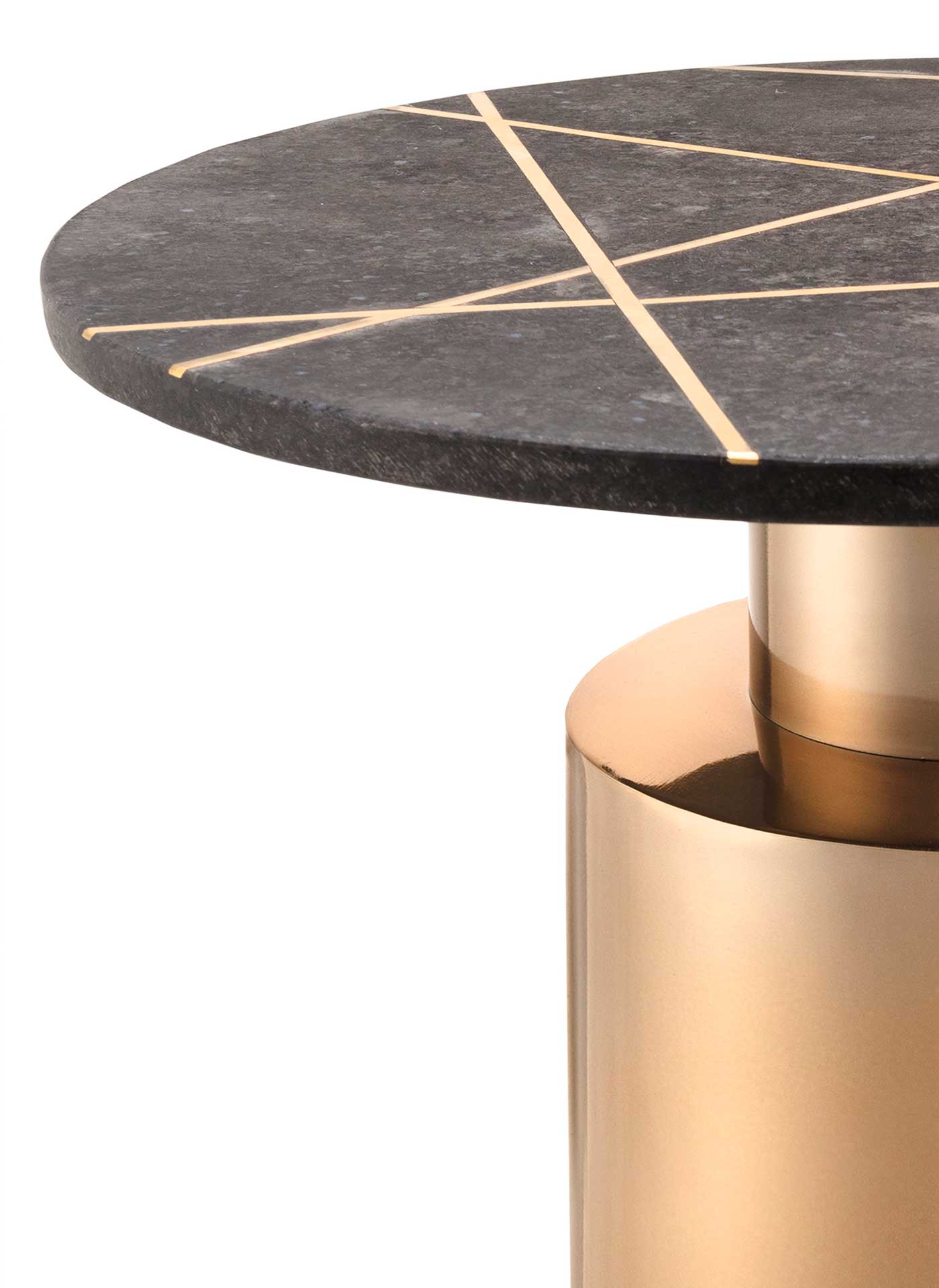 Terrence Marble Side Table Black Marble/Brass - Image 3