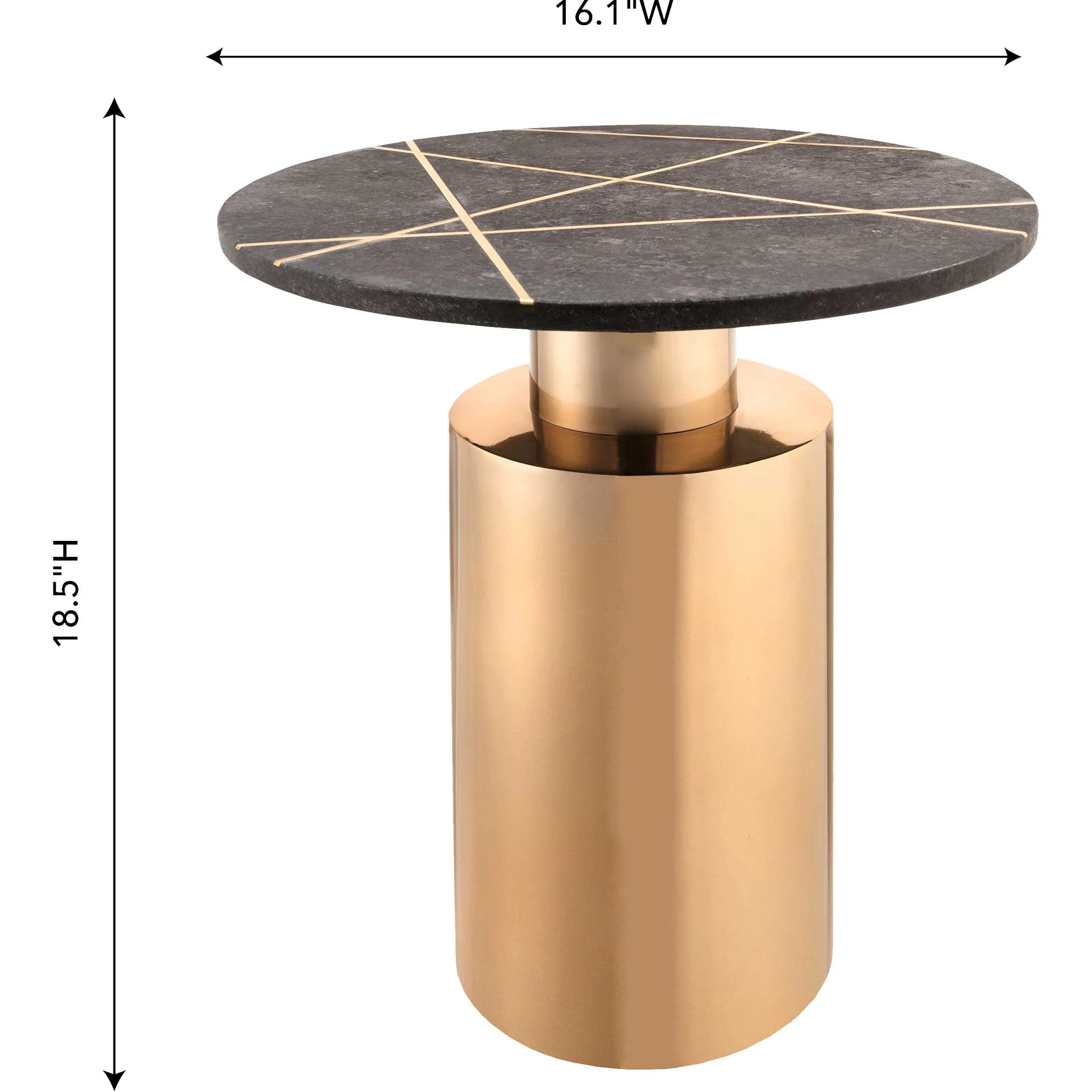 Terrence Marble Side Table Black Marble/Brass - Image 4