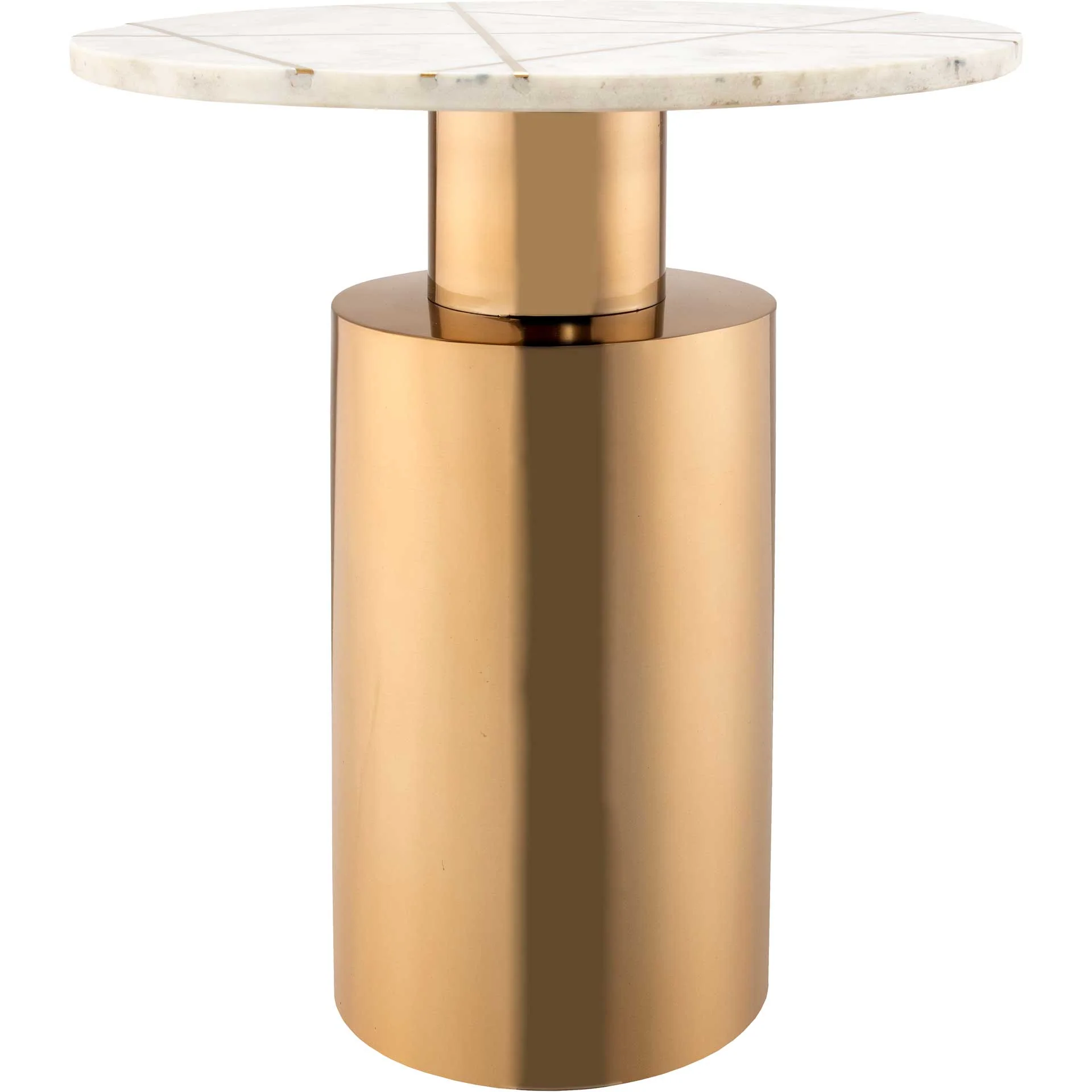 Terrence Marble Side Table Brass/White - Image 2
