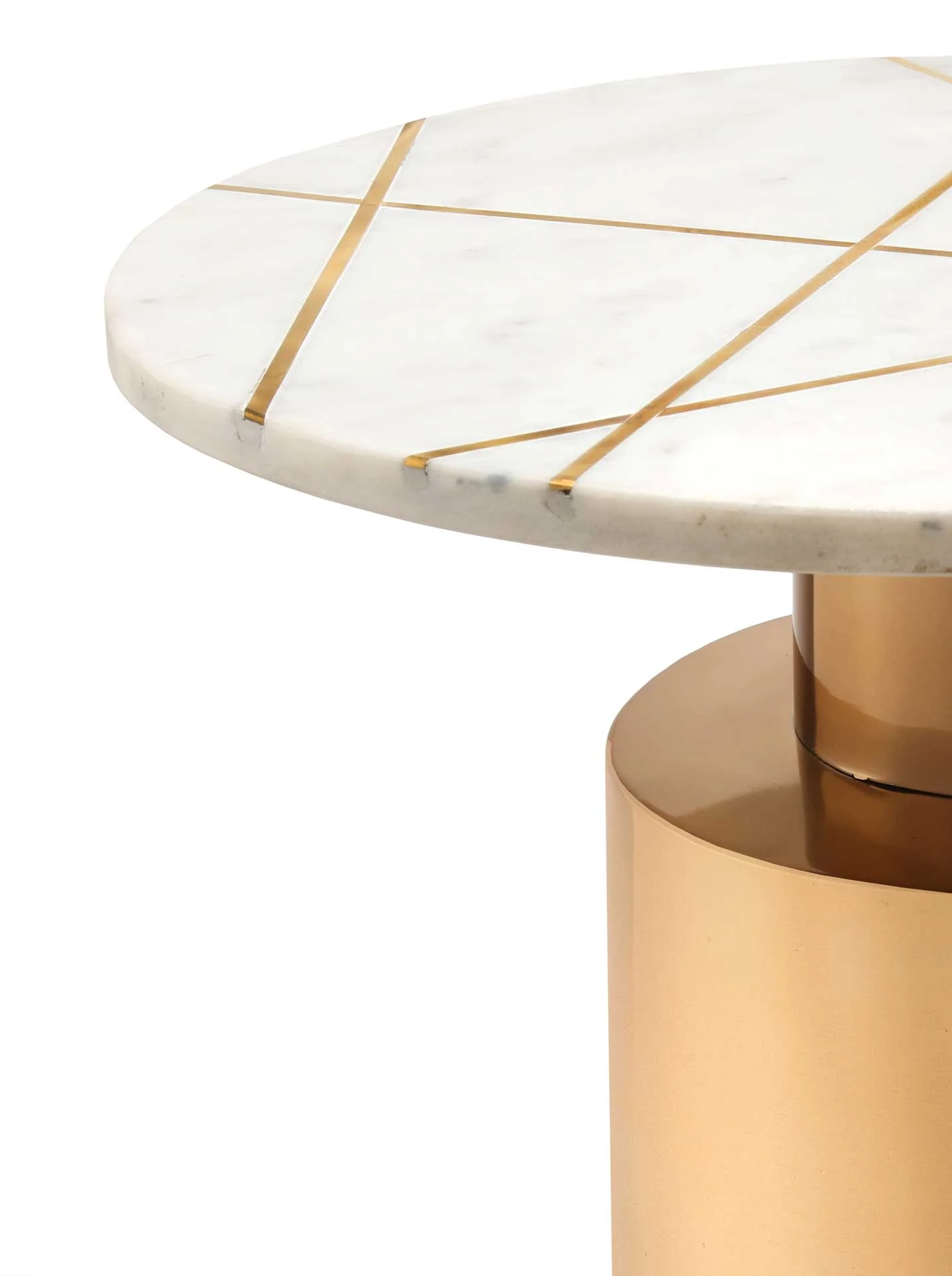 Terrence Marble Side Table Brass/White - Image 3