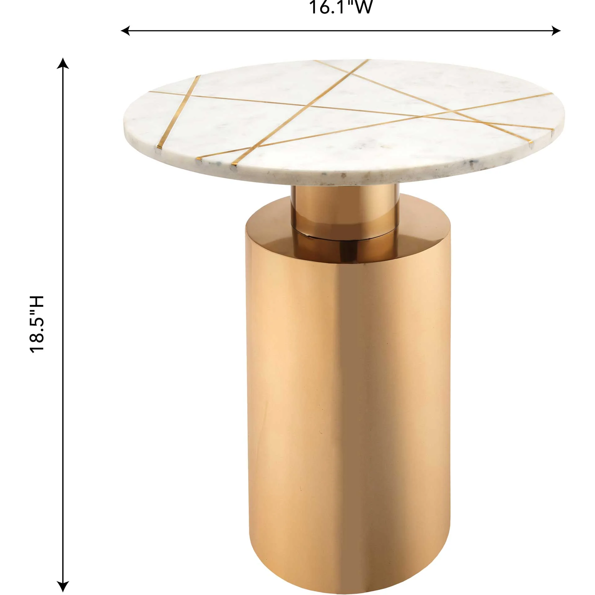 Terrence Marble Side Table Brass/White - Image 4