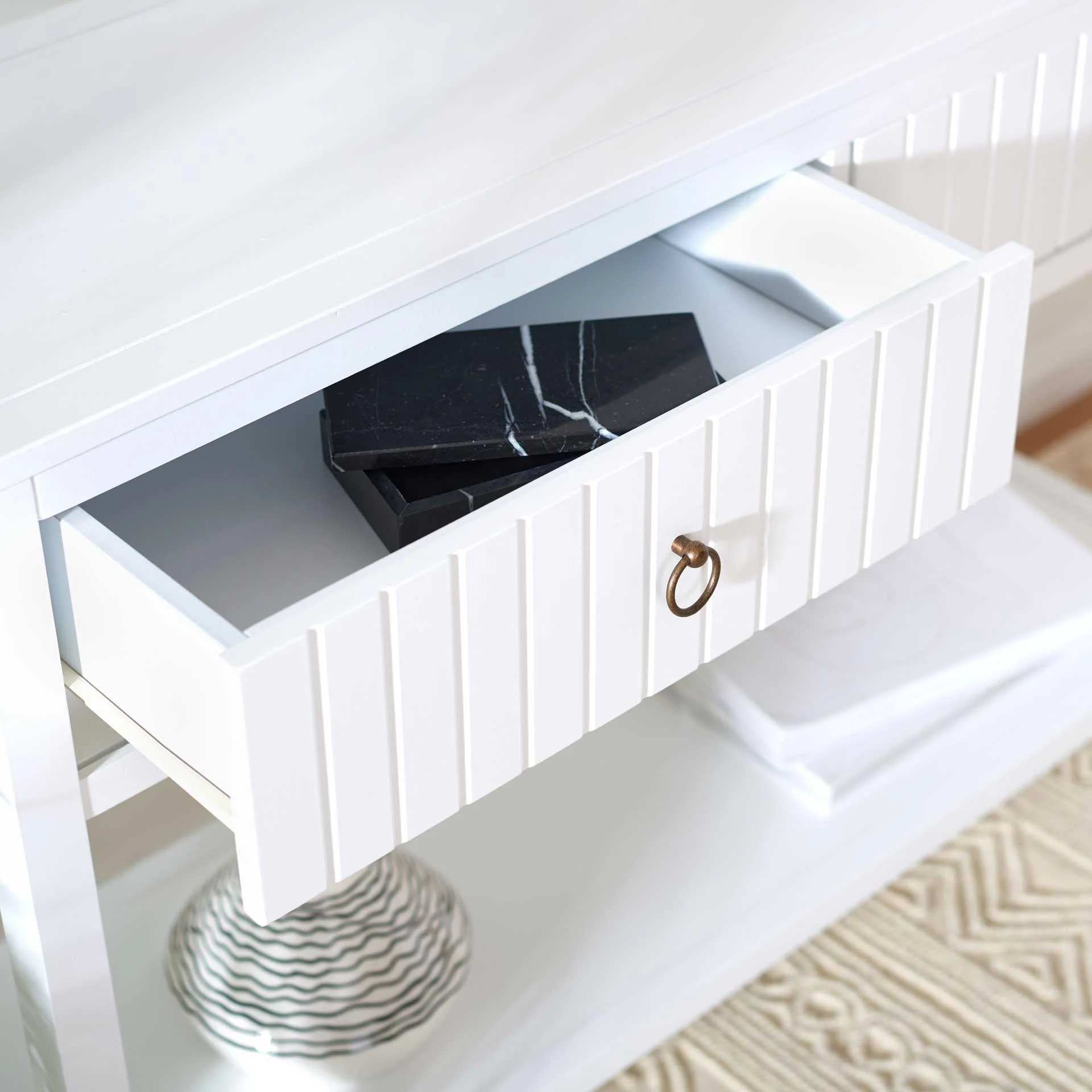 Terri 2 Drawer Console Table White - Image 6