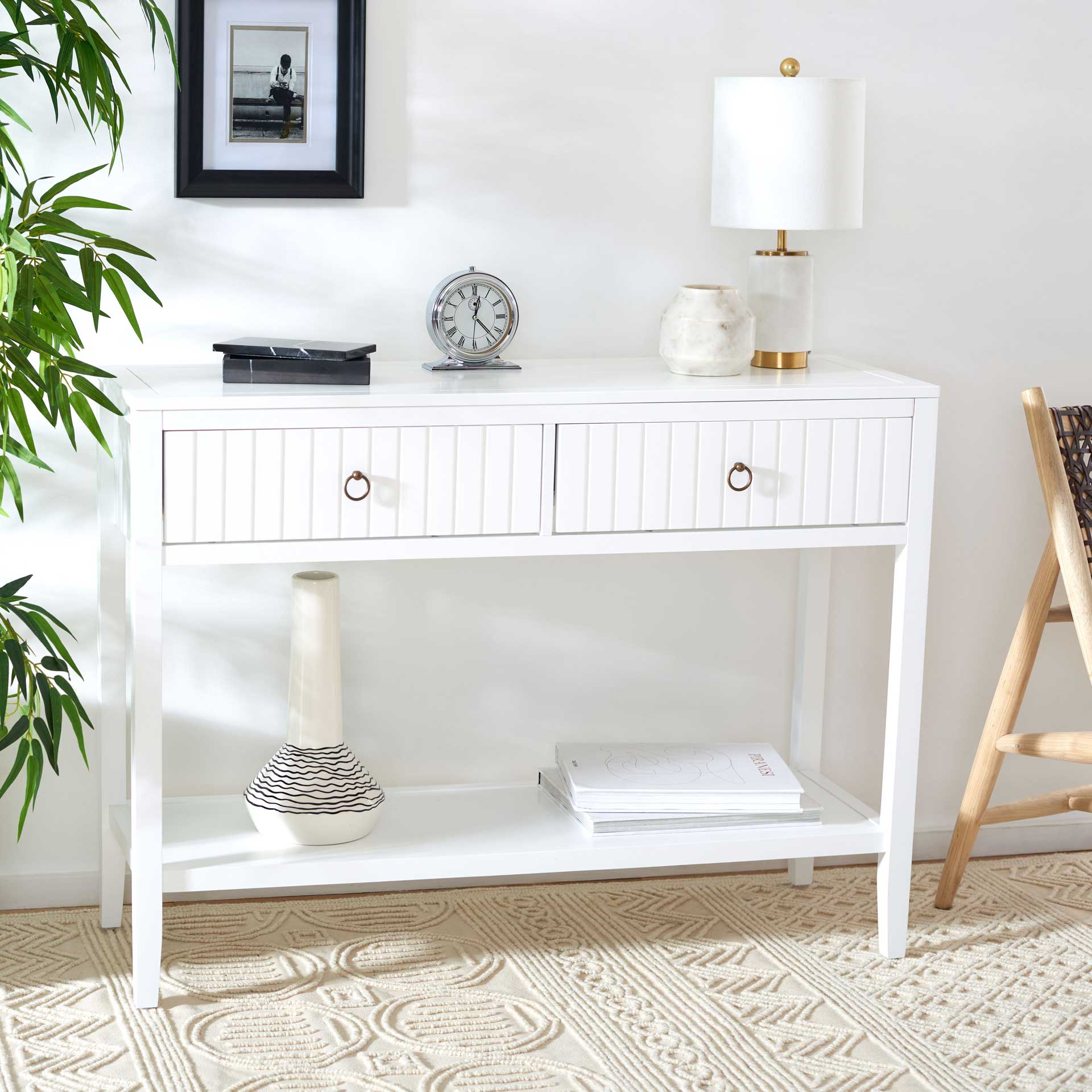Terri 2 Drawer Console Table White - Image 7