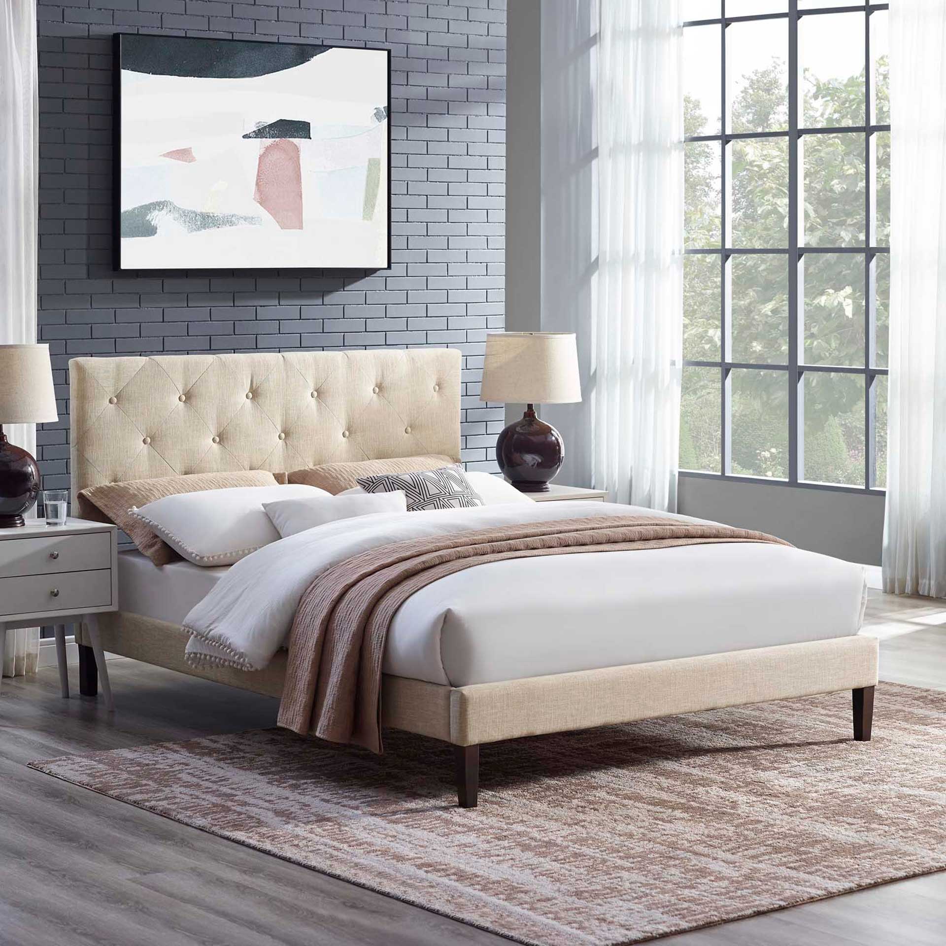 Terry Fabric Platform Bed Beige - Image 5
