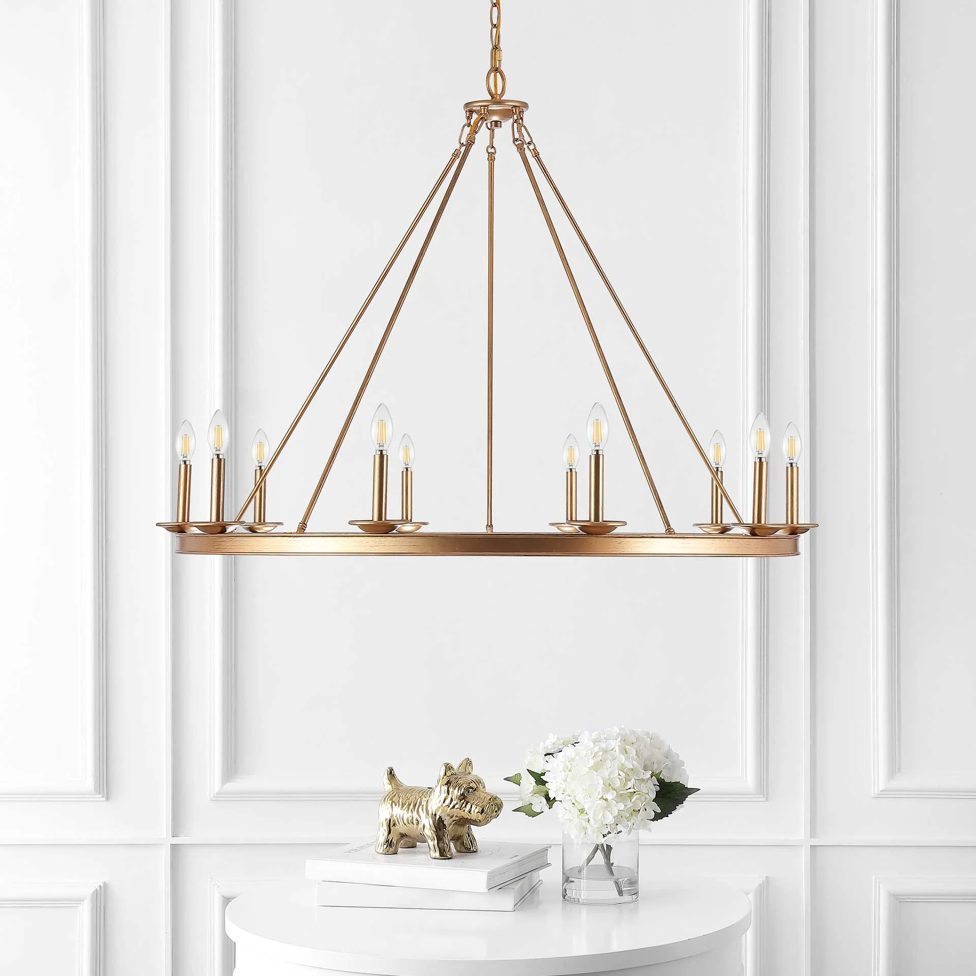 Tessa 10 Light Chandelier Gold Painted - Image 3