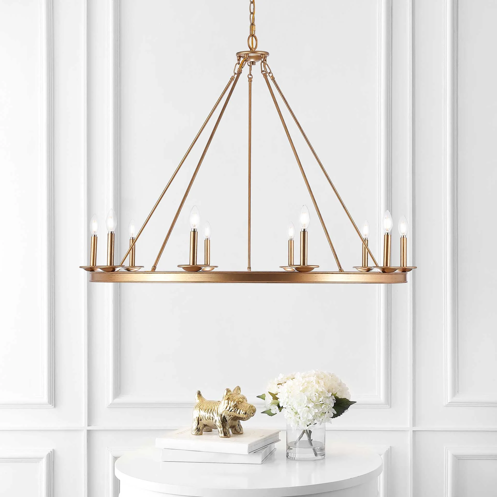 Tessa 10 Light Chandelier Gold Painted - Image 4