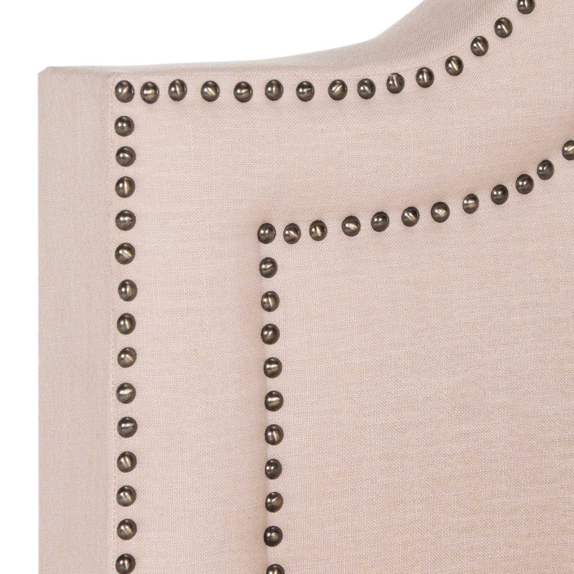 Thaddeus Upholstered Bed Light Beige/Brass - Image 4