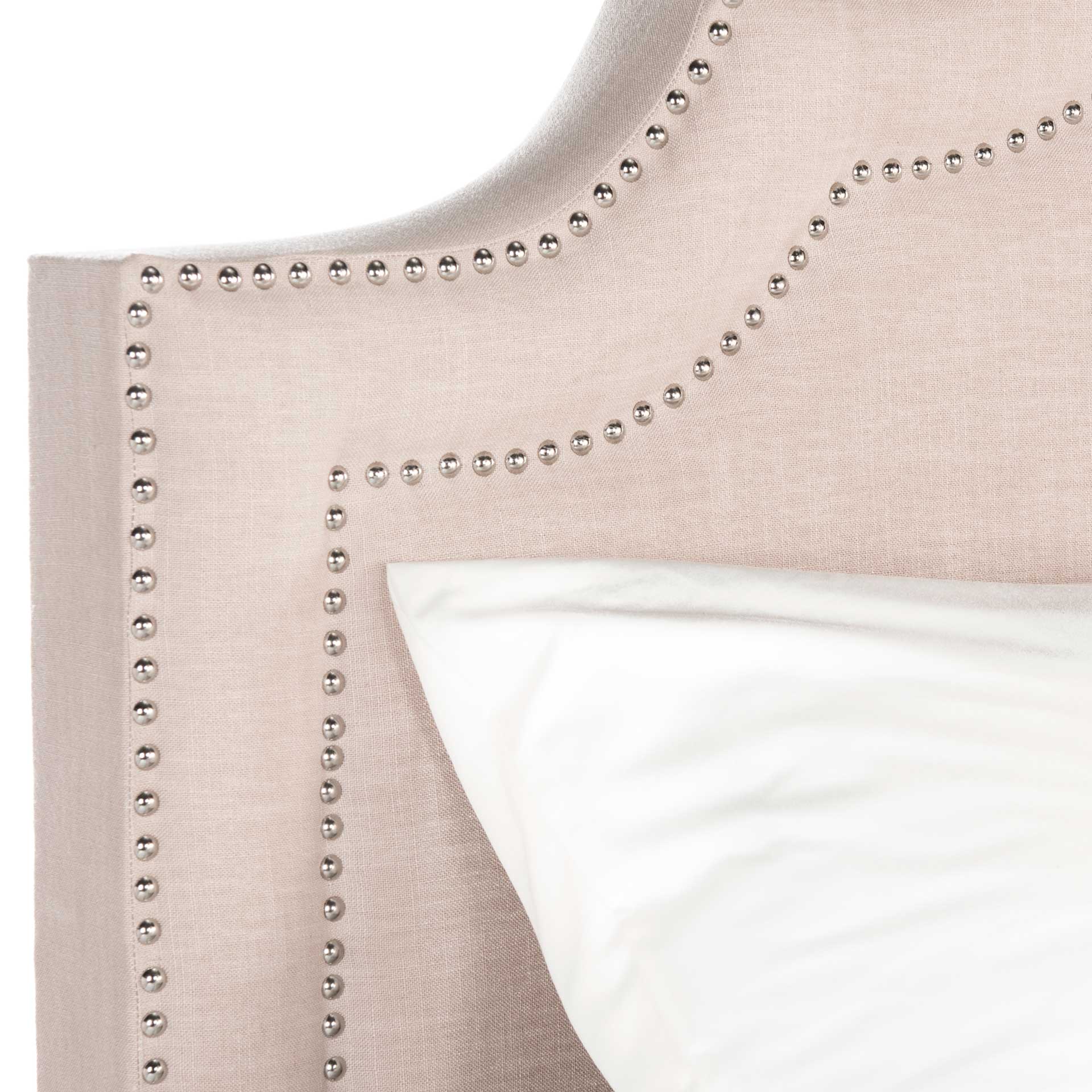 Thaddeus Upholstered Bed Light Beige/Silver - Image 3