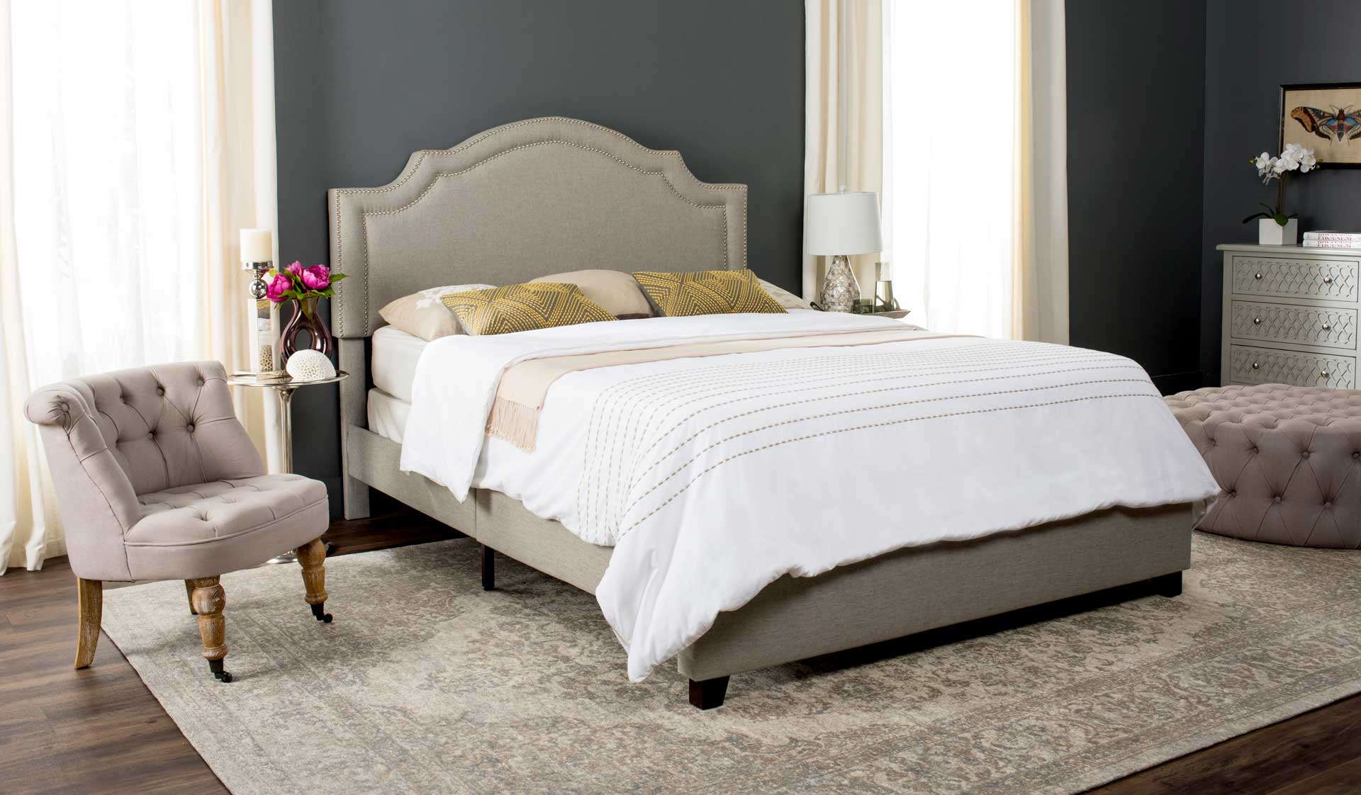 Thaddeus Upholstered Bed Light Gray - Image 5