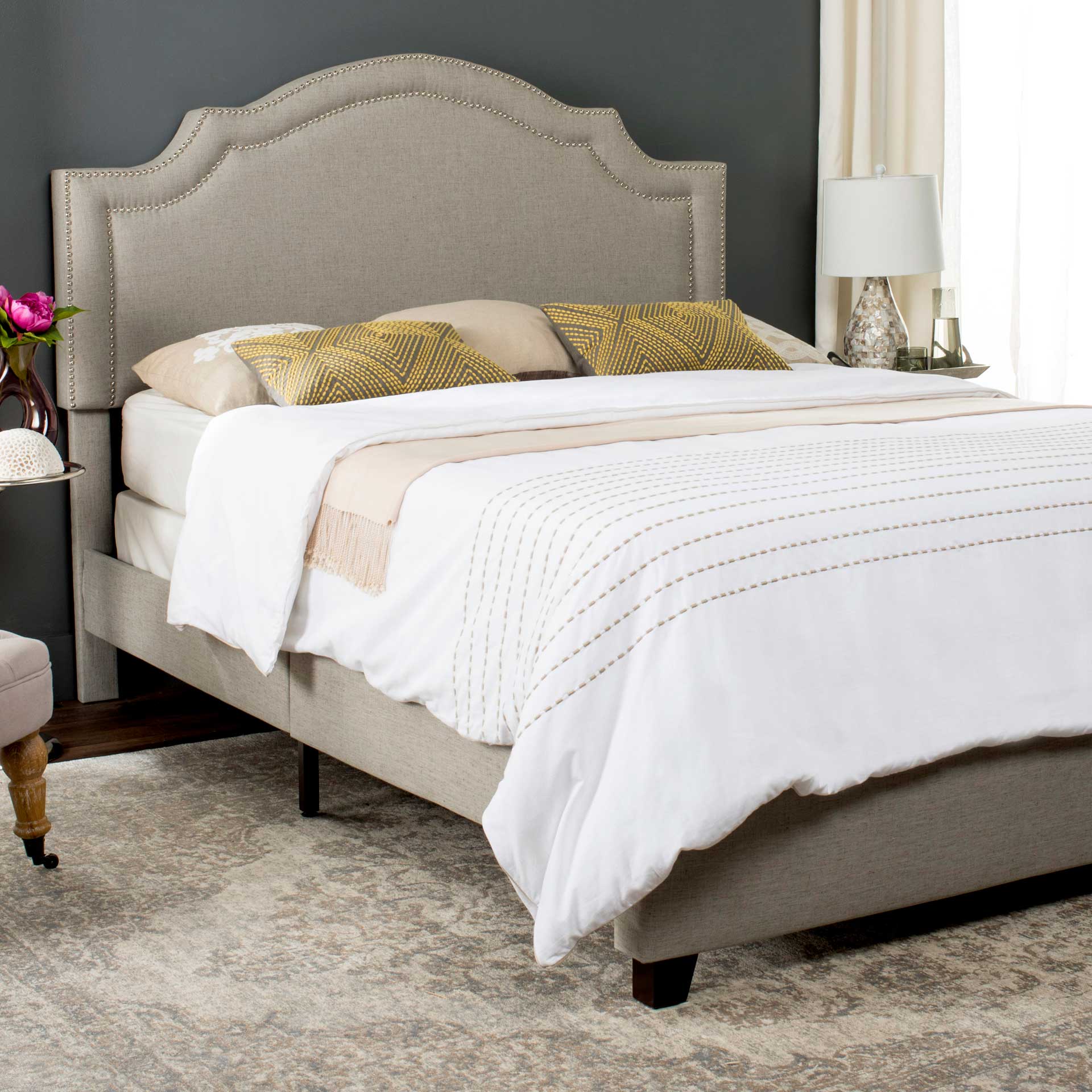 Thaddeus Upholstered Bed Light Gray - Image 6