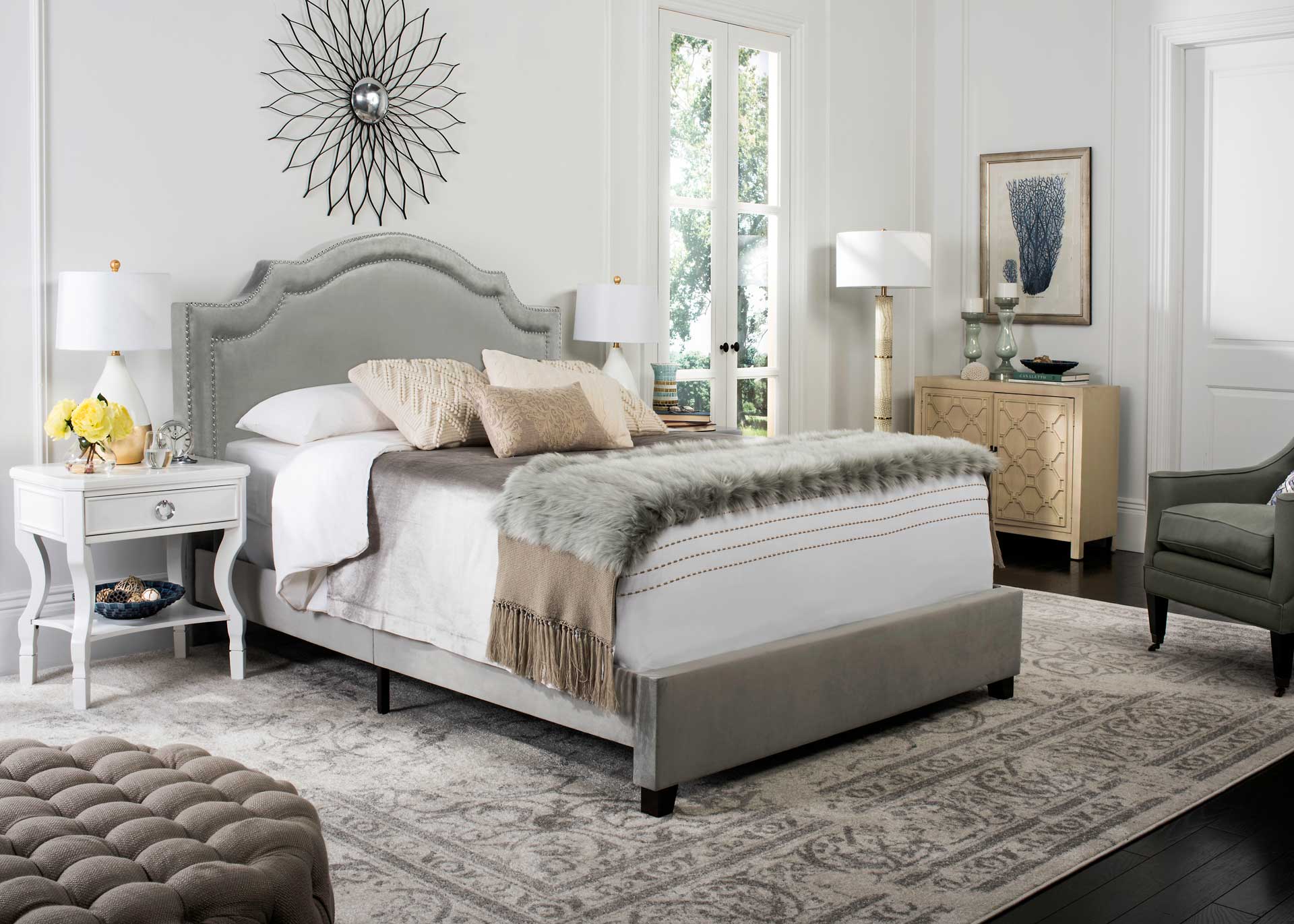 Thaddeus Upholstered Bed Pewter - Image 5