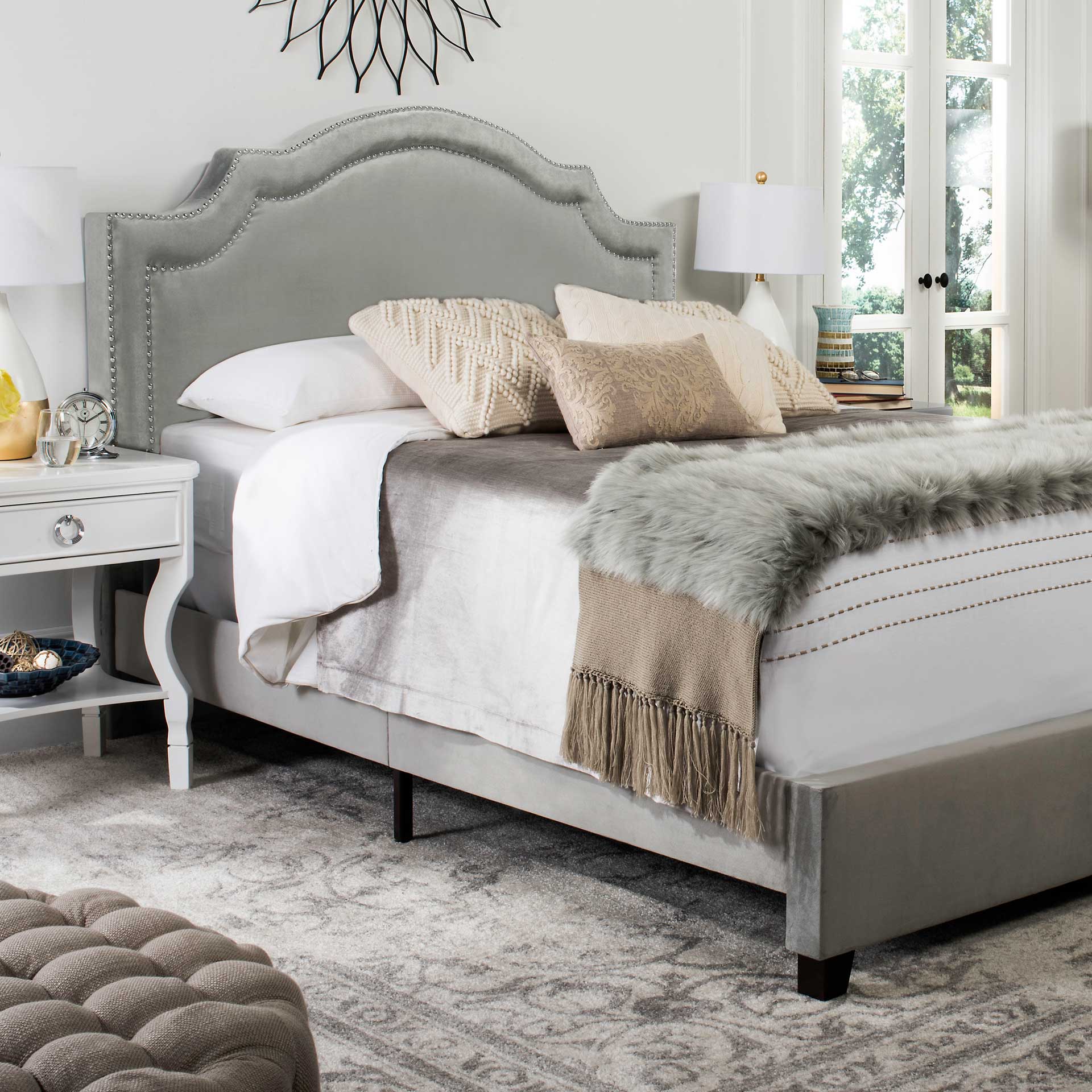 Thaddeus Upholstered Bed Pewter - Image 6