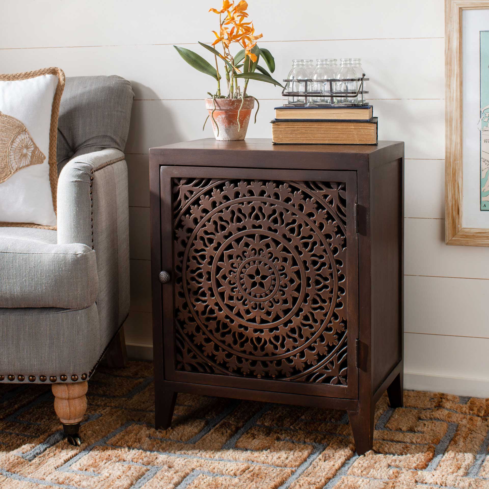 Thames 1 Door Carved Nightstand Brown - Image 10