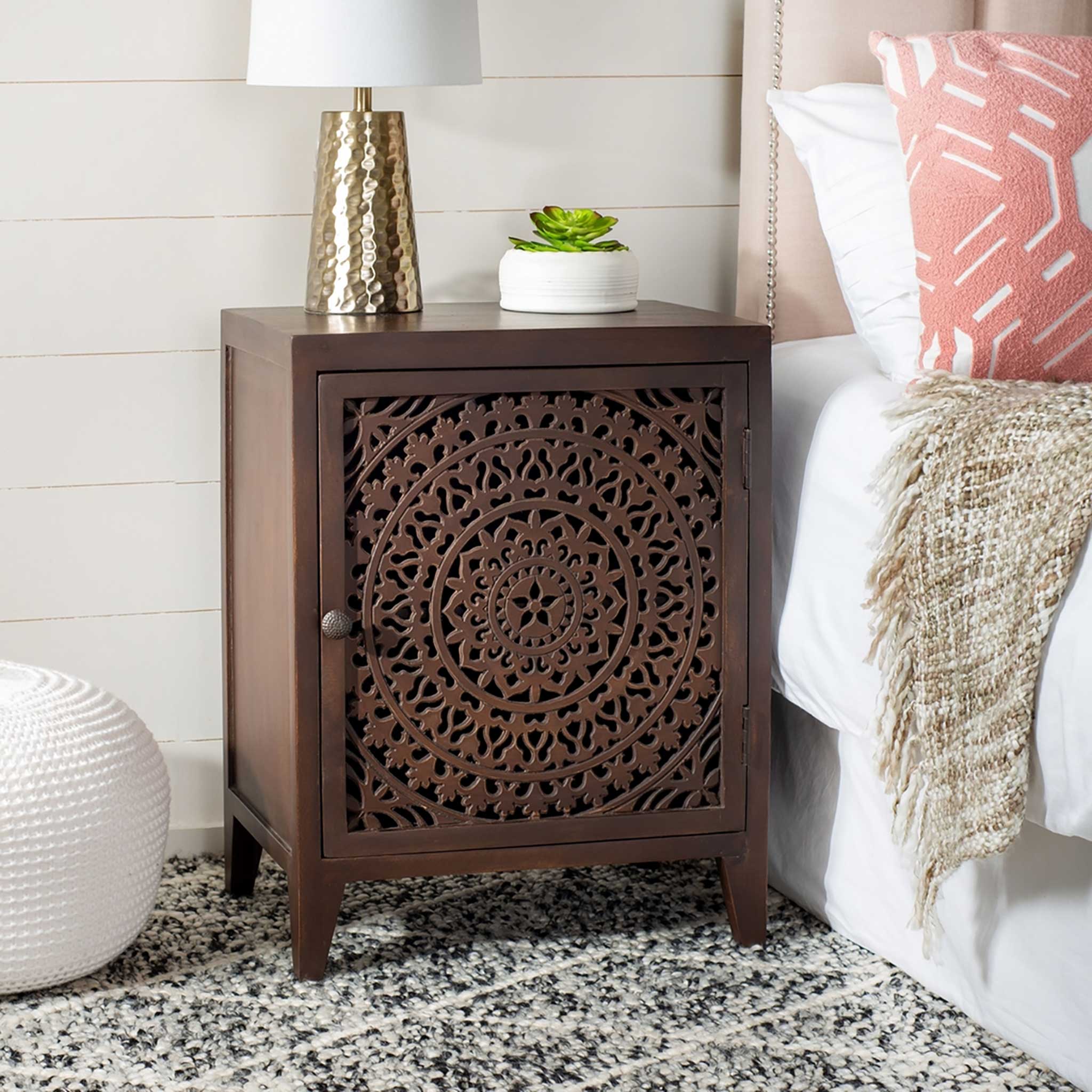 Thames 1 Door Carved Nightstand Brown - Image 11