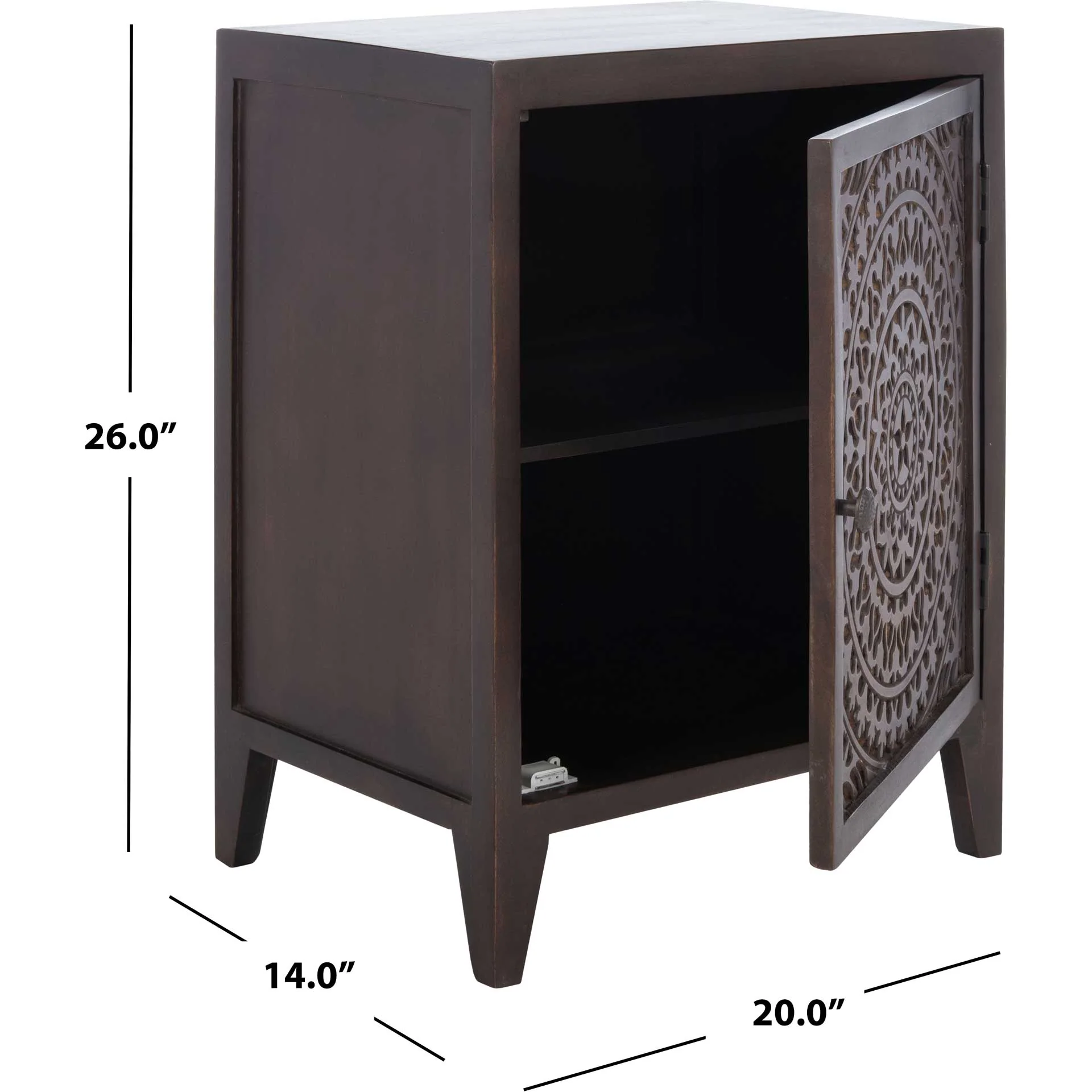 Thames 1 Door Carved Nightstand Brown - Image 8