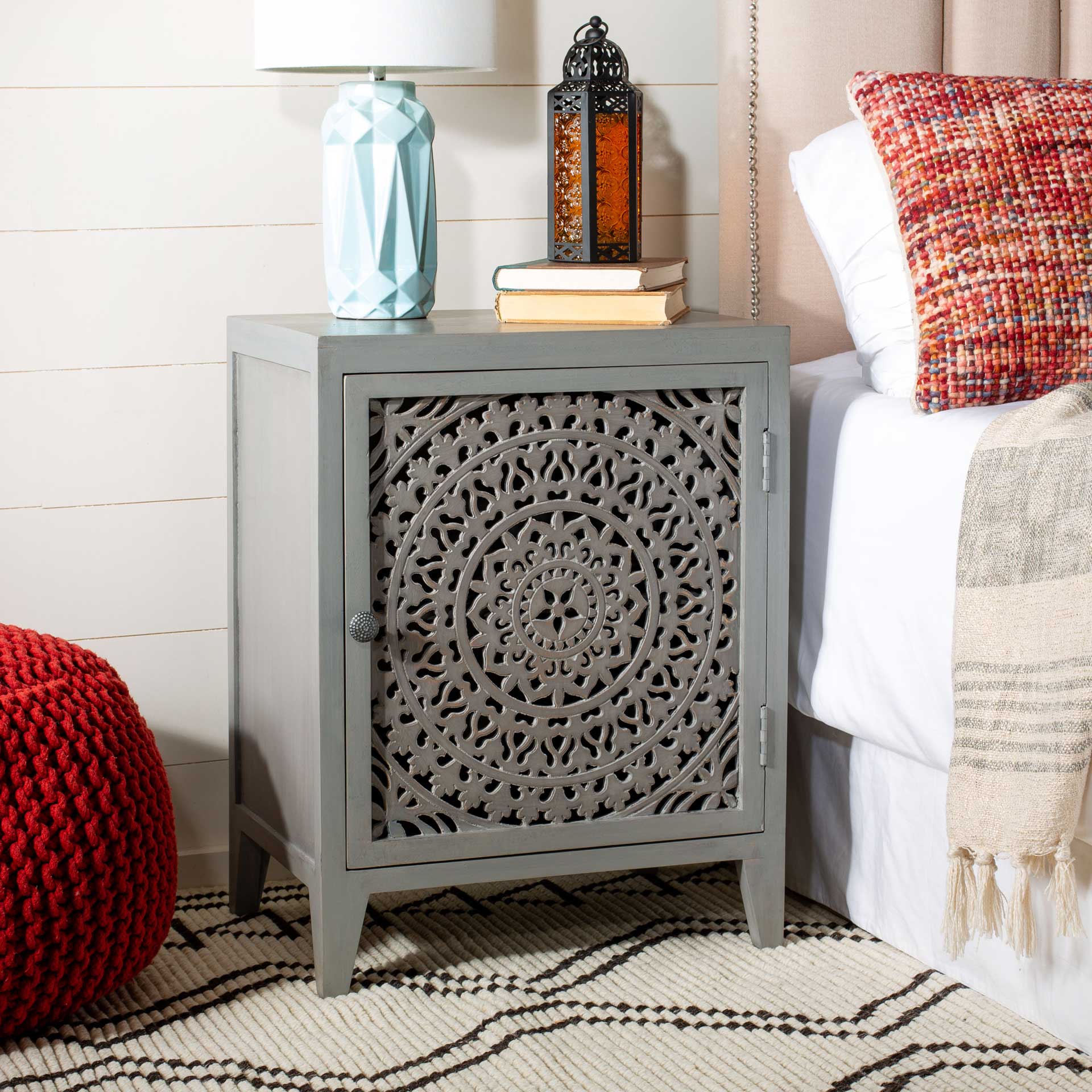 Thames 1 Door Carved Nightstand Gray Walnut - Image 10