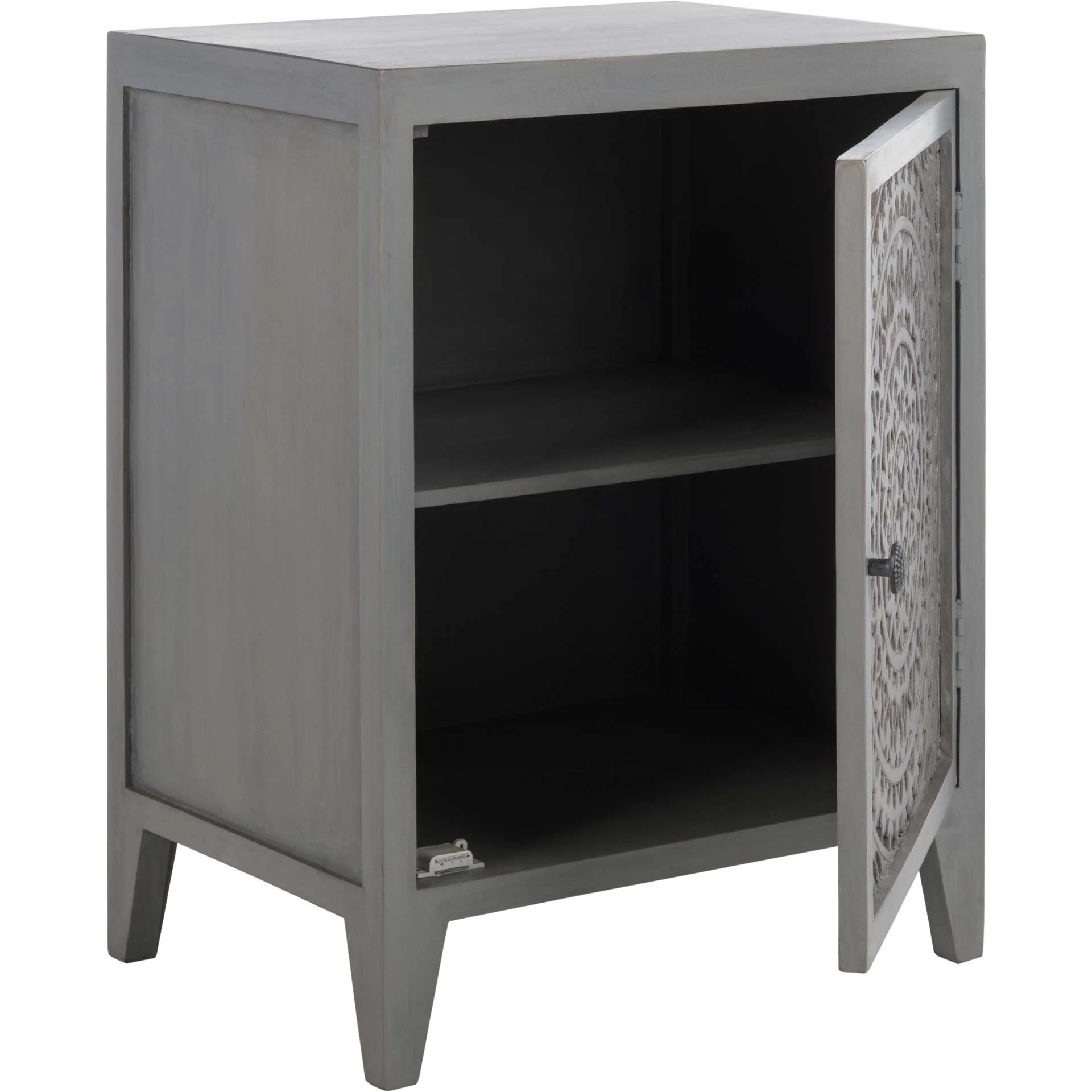 Thames 1 Door Carved Nightstand Gray Walnut - Image 2