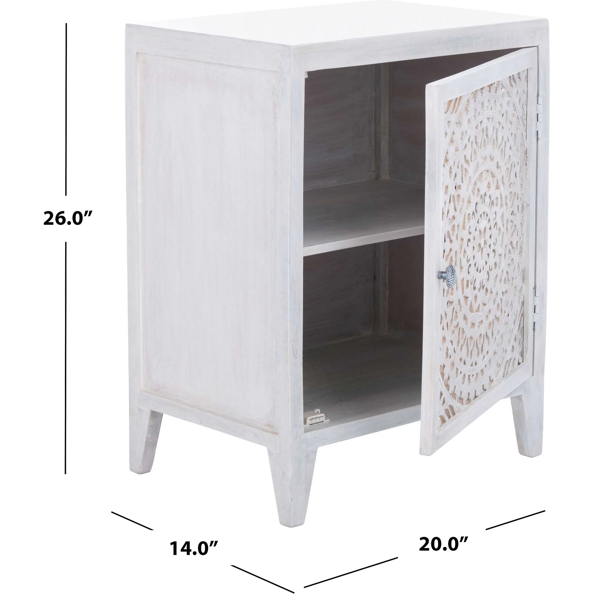 Thames 1 Door Carved Nightstand White Wash - Image 7