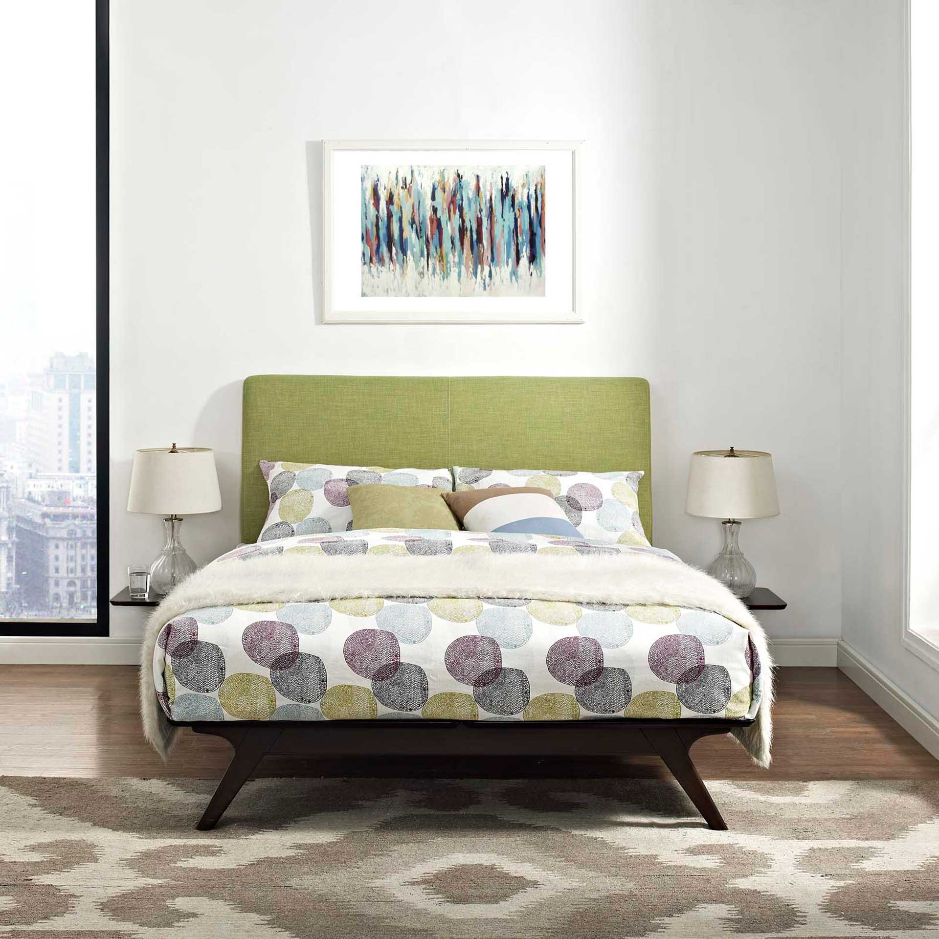Thames Bed Cappuccino/Green With Side Tables - Image 5