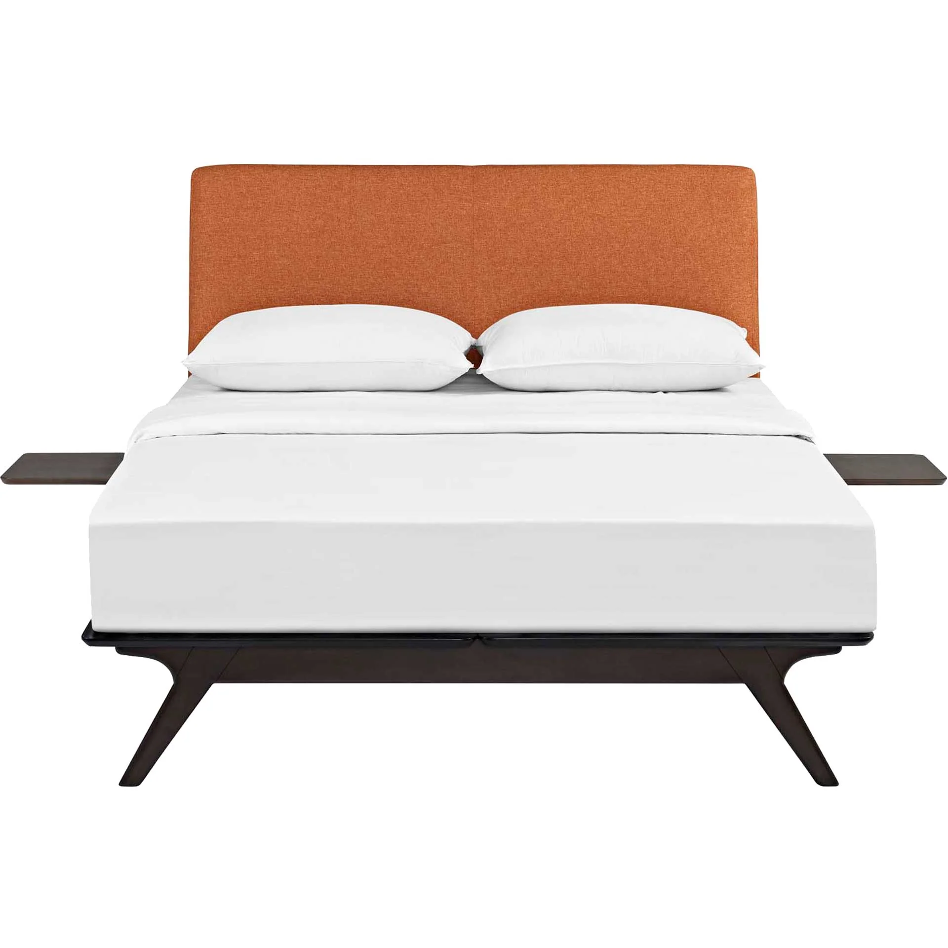 Thames Bed Cappuccino/Orange With Side Tables - Image 3