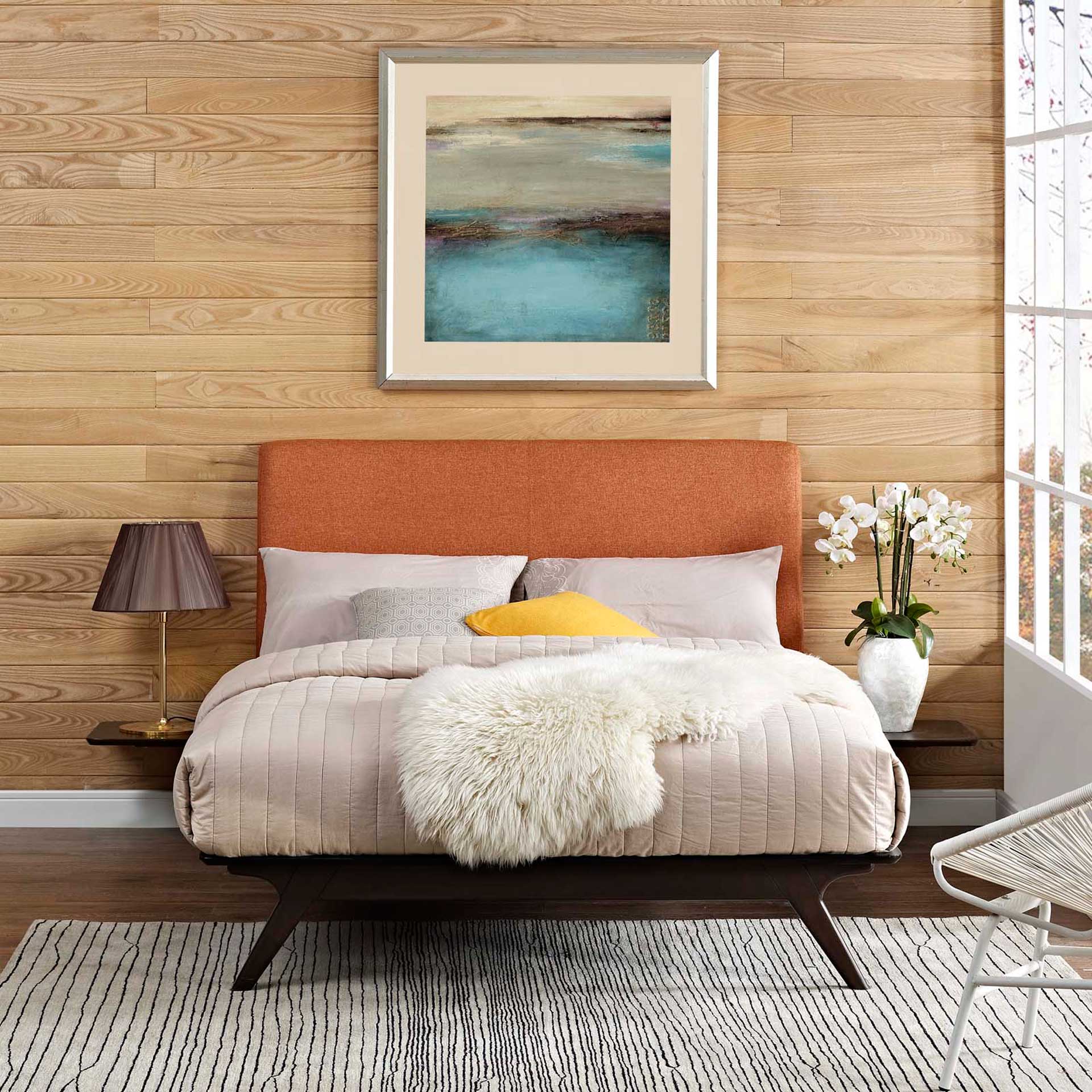 Thames Bed Cappuccino/Orange With Side Tables - Image 5