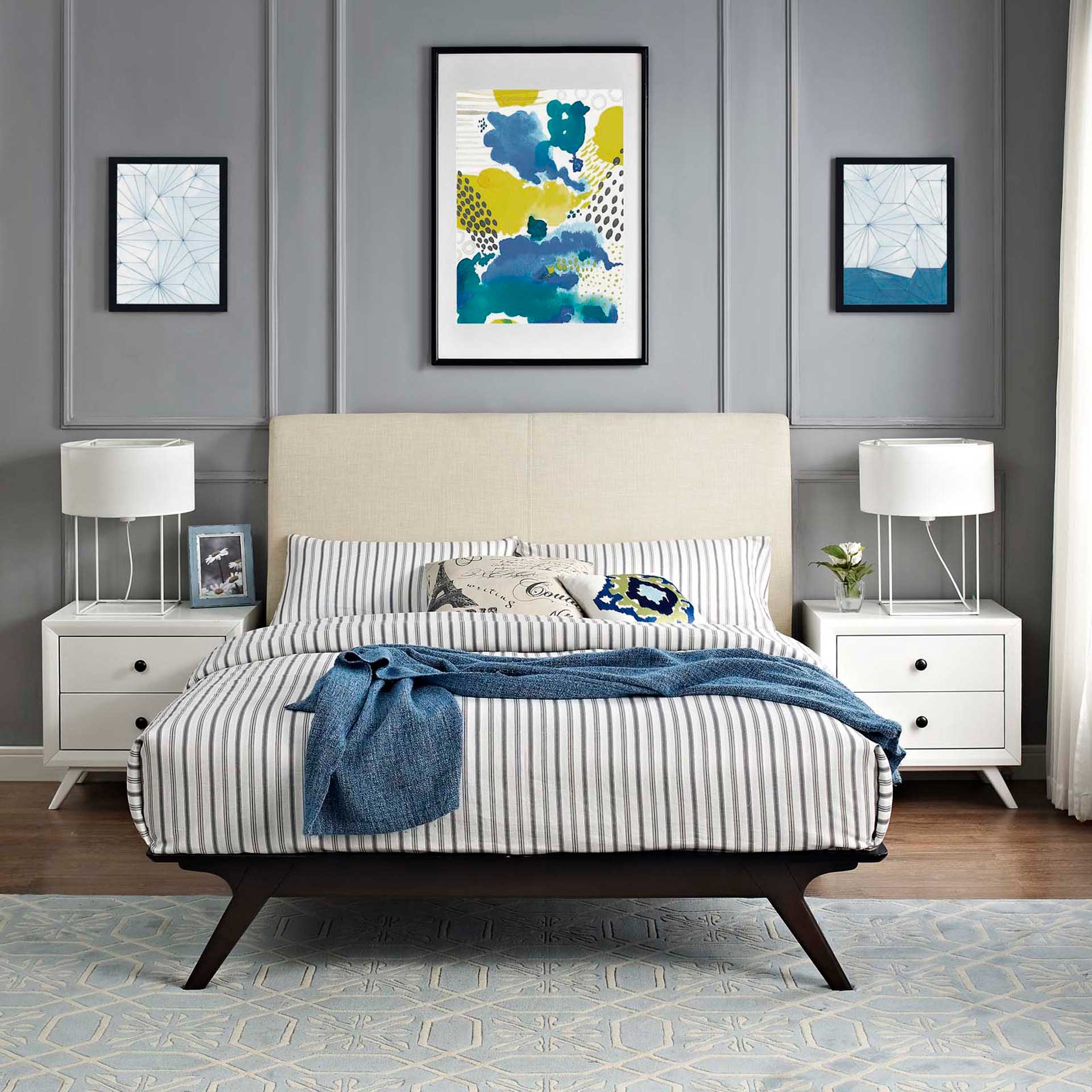 Thames Wood Bed Cappuccino/Beige - Image 5