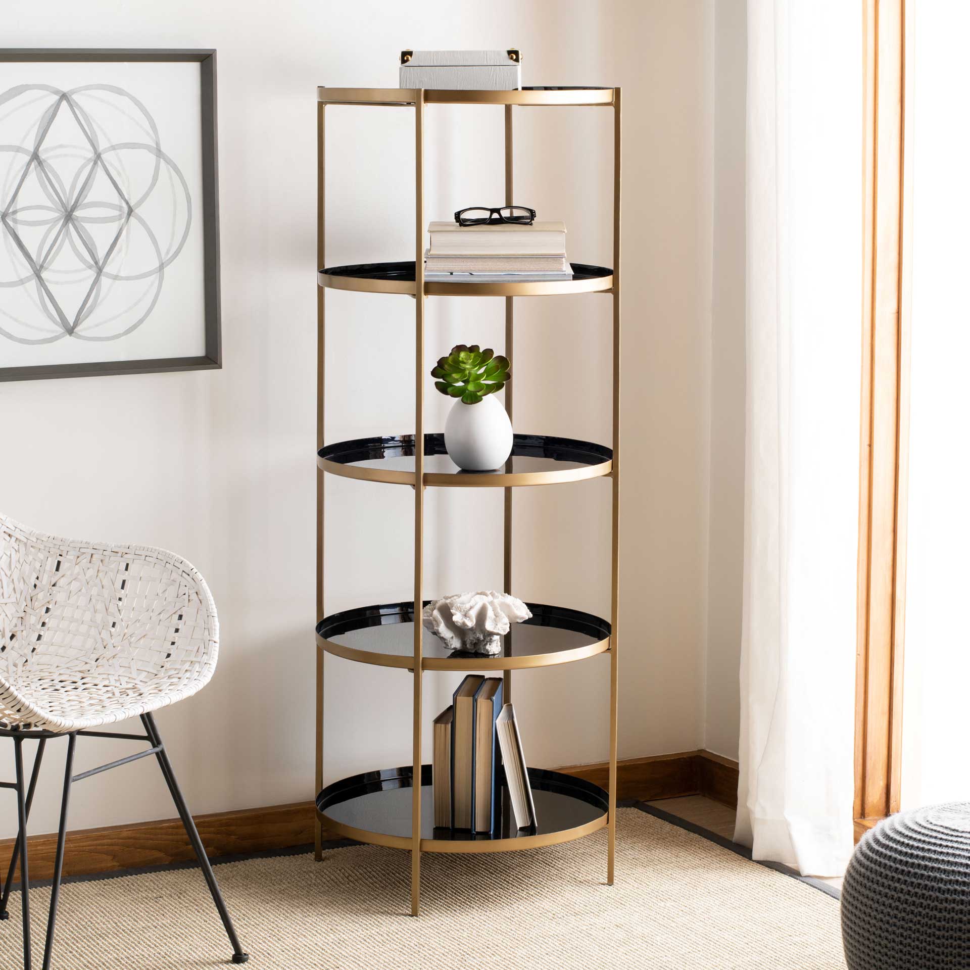 Tiana Round 5 Tier Etagere Black/Brass - Image 7