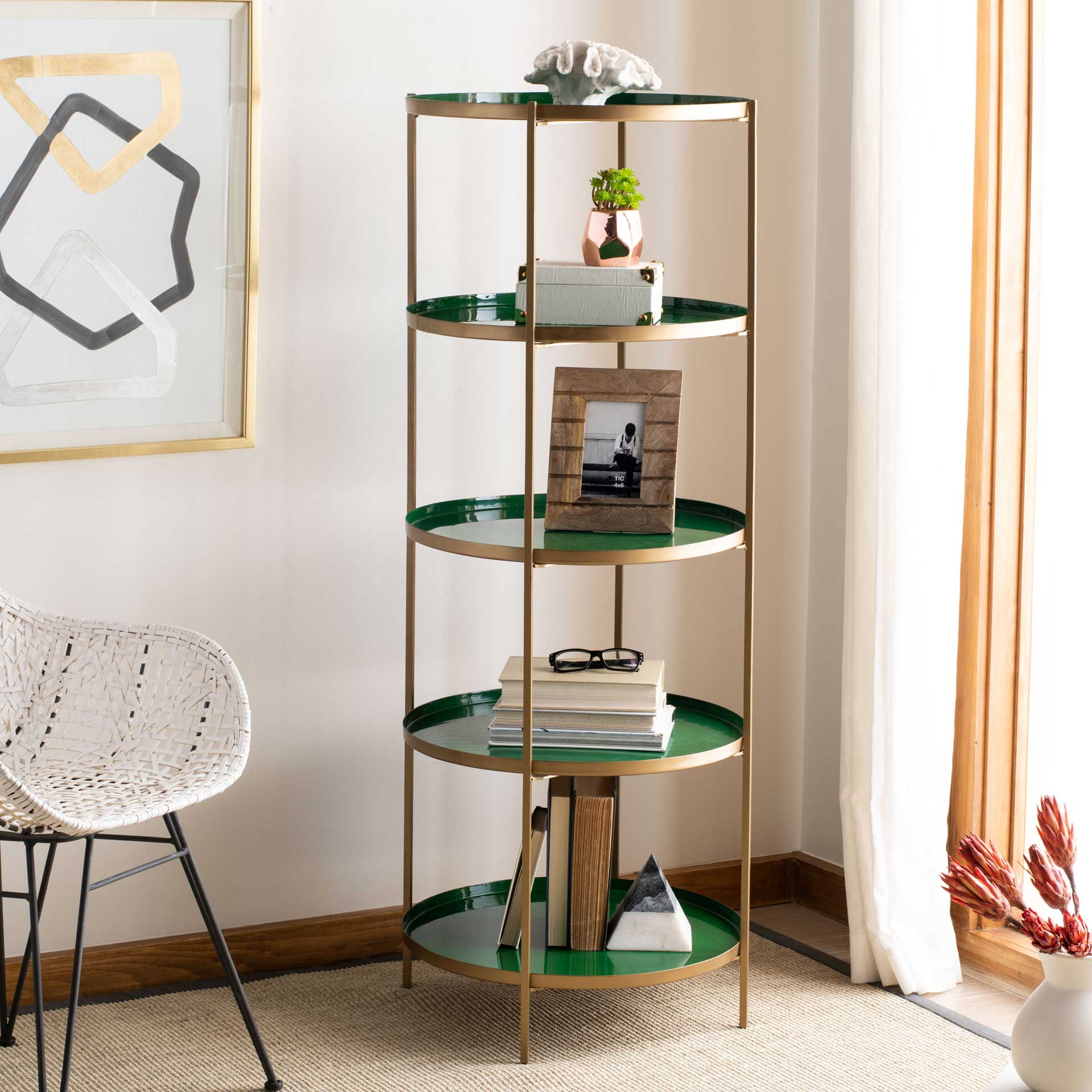 Tiana Round 5 Tier Etagere Hunter Green/Brass - Image 7