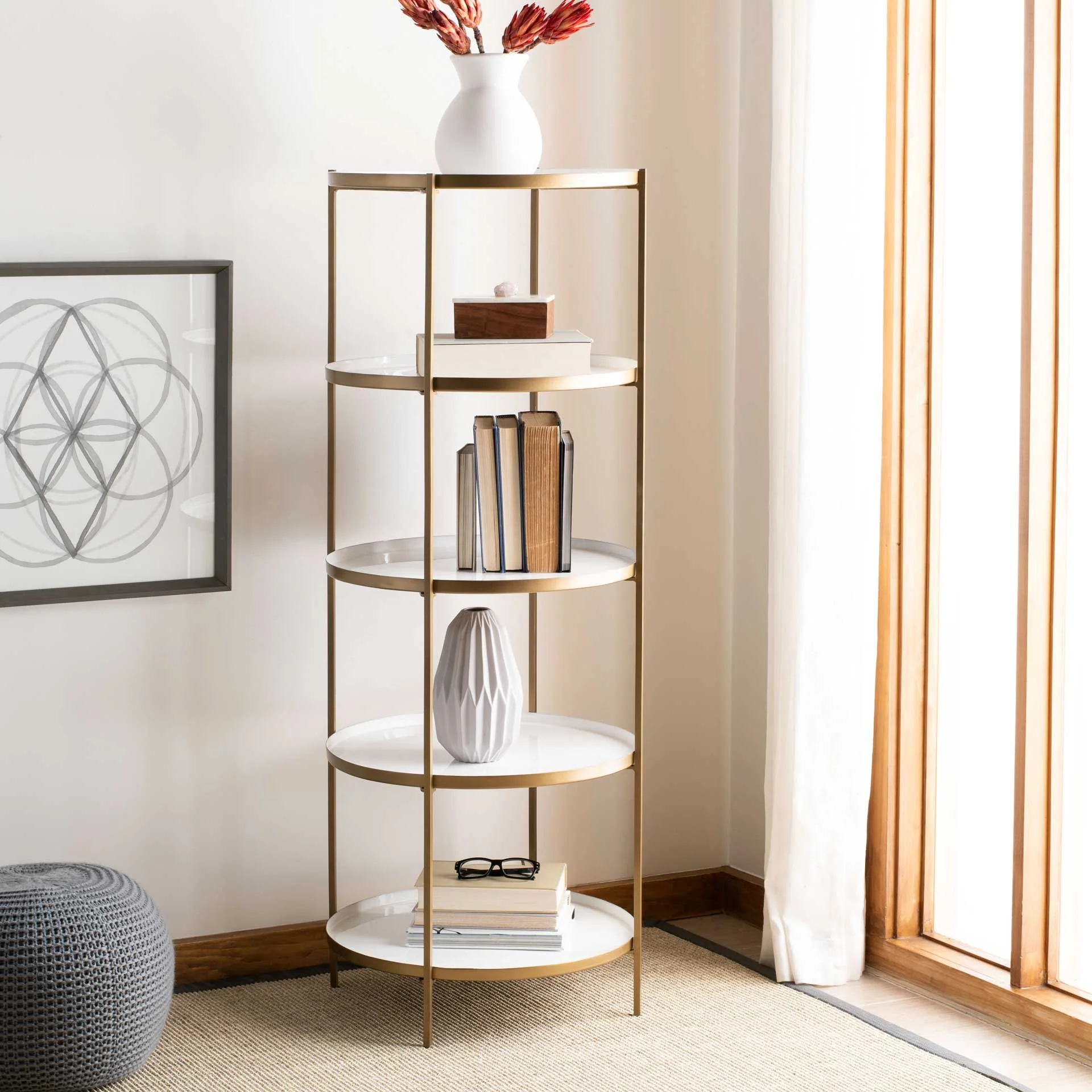 Tiana Round 5 Tier Etagere White/Brass - Image 7