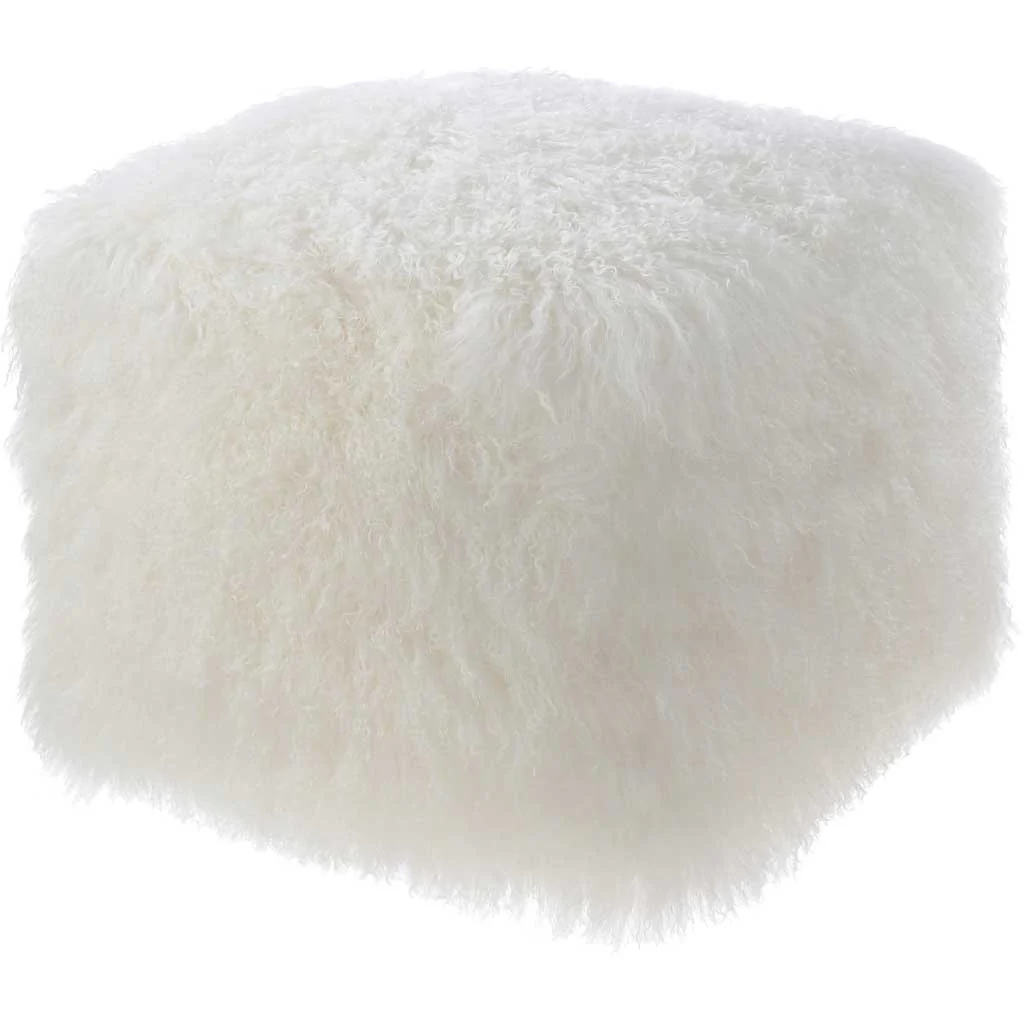 Tibetan Sheep Pouf White - Image 3