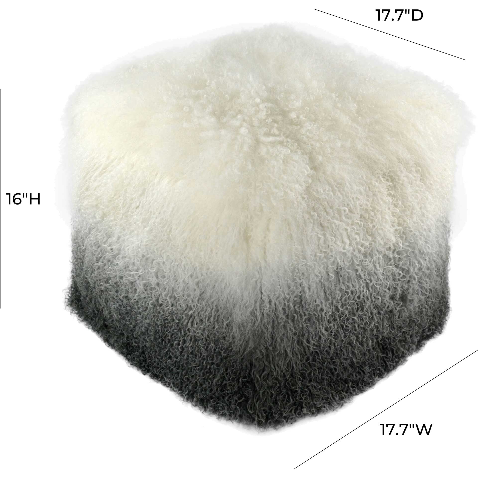 Tibetan Sheep Pouf White/Gray - Image 3