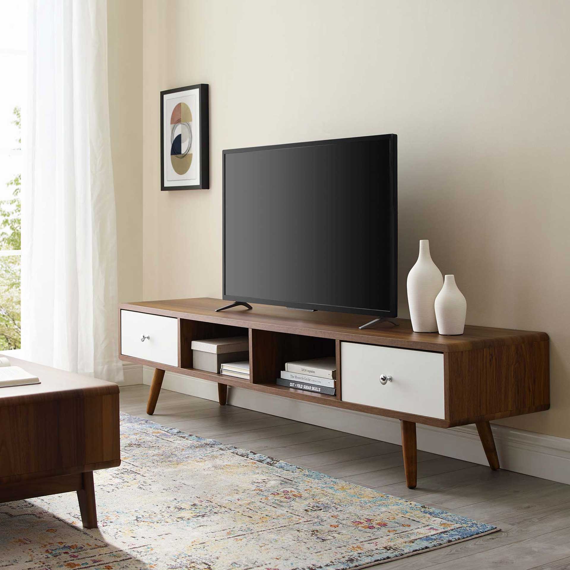 Tiffin Media Console TV Stand Walnut/White - Image 7